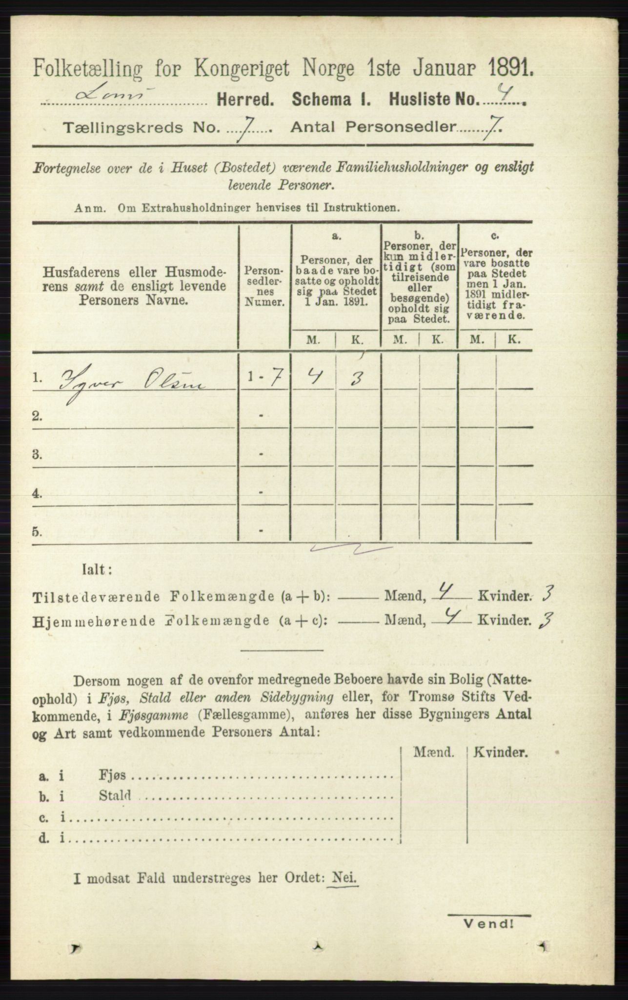 RA, Folketelling 1891 for 0514 Lom herred, 1891, s. 2763