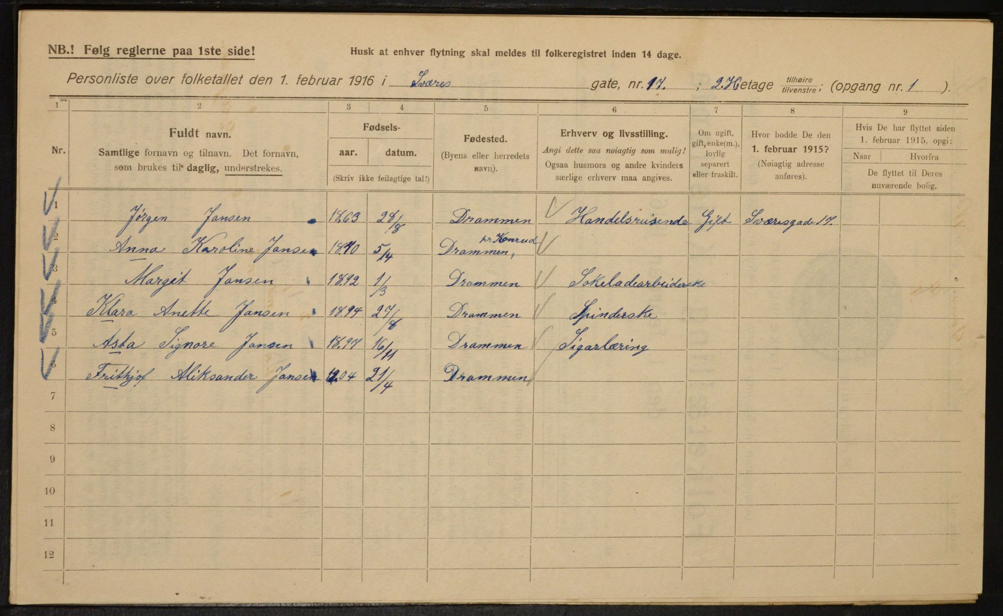 OBA, Kommunal folketelling 1.2.1916 for Kristiania, 1916, s. 108929