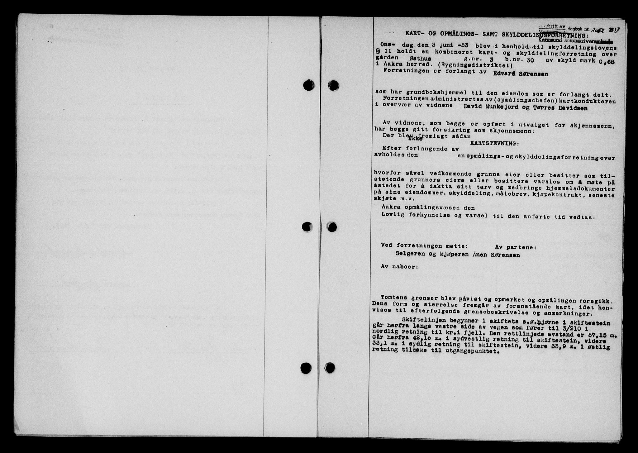 Karmsund sorenskriveri, SAST/A-100311/01/II/IIB/L0109: Pantebok nr. 89A, 1953-1953, Dagboknr: 2052/1953