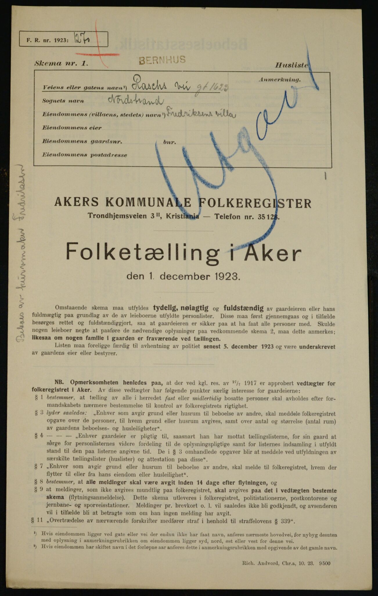 , Kommunal folketelling 1.12.1923 for Aker, 1923, s. 43969