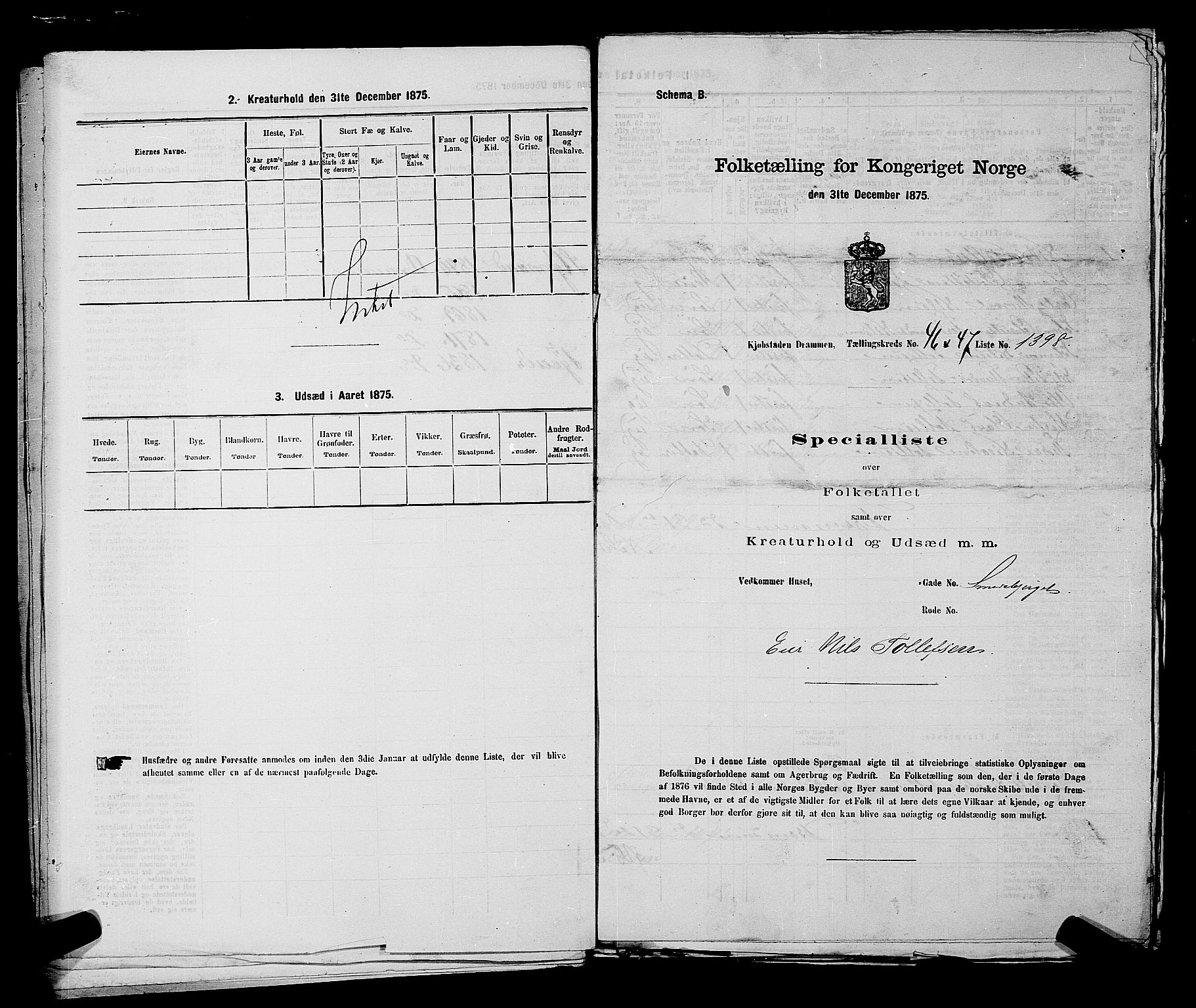 SAKO, Folketelling 1875 for 0602 Drammen kjøpstad, 1875, s. 3768