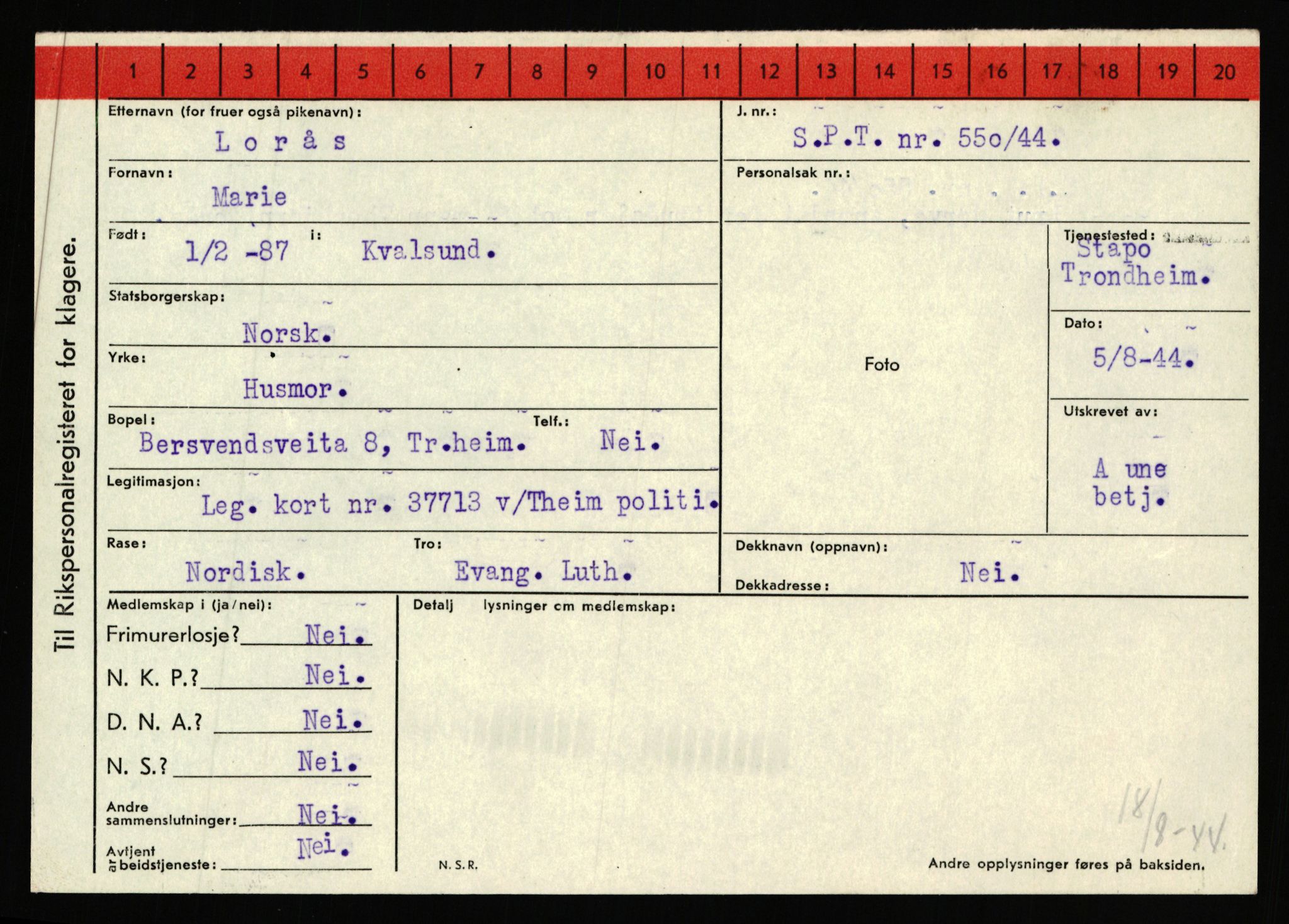 Statspolitiet - Hovedkontoret / Osloavdelingen, AV/RA-S-1329/C/Ca/L0010: Lind - Moksnes, 1943-1945, s. 650