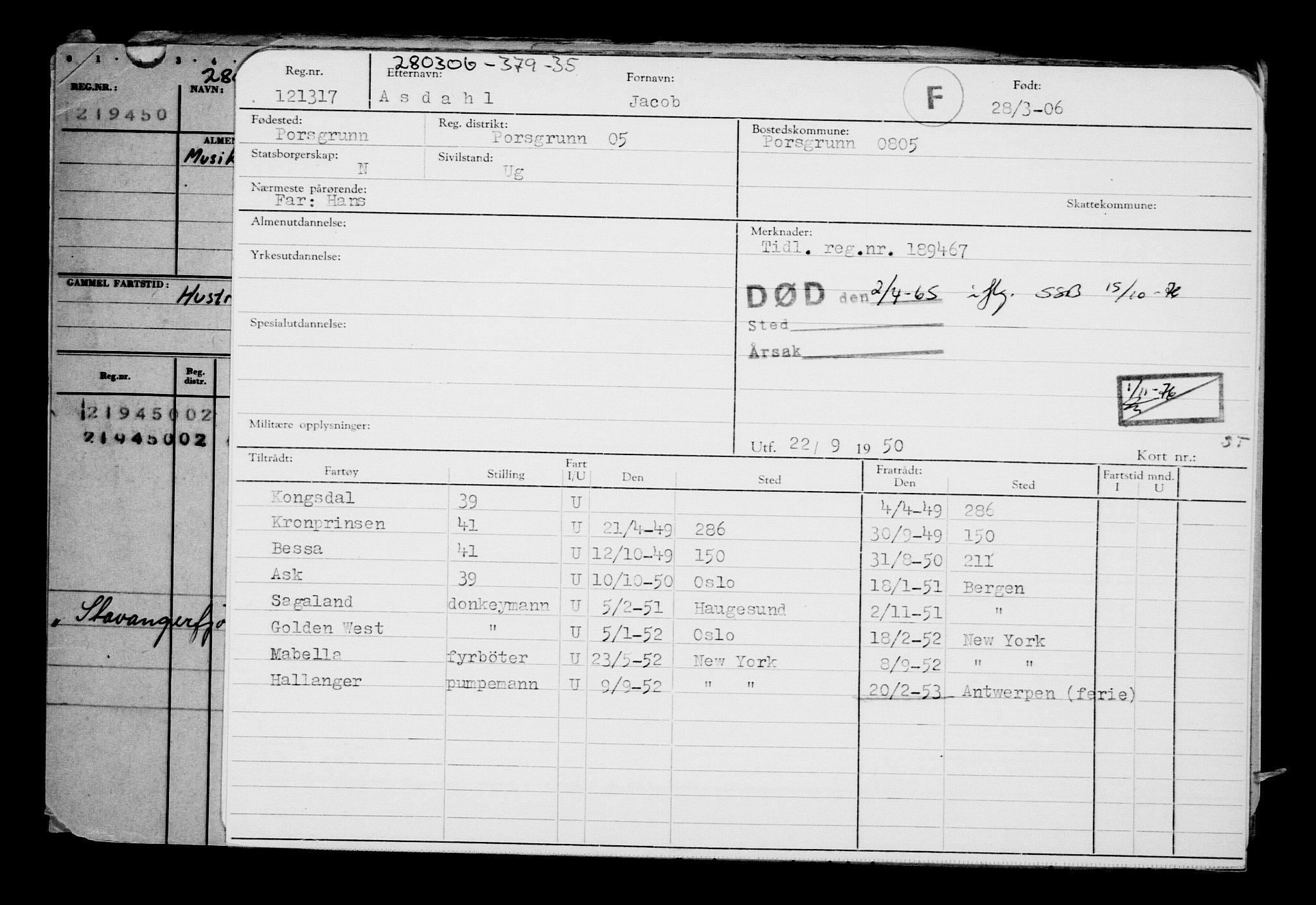 Direktoratet for sjømenn, AV/RA-S-3545/G/Gb/L0064: Hovedkort, 1906, s. 281