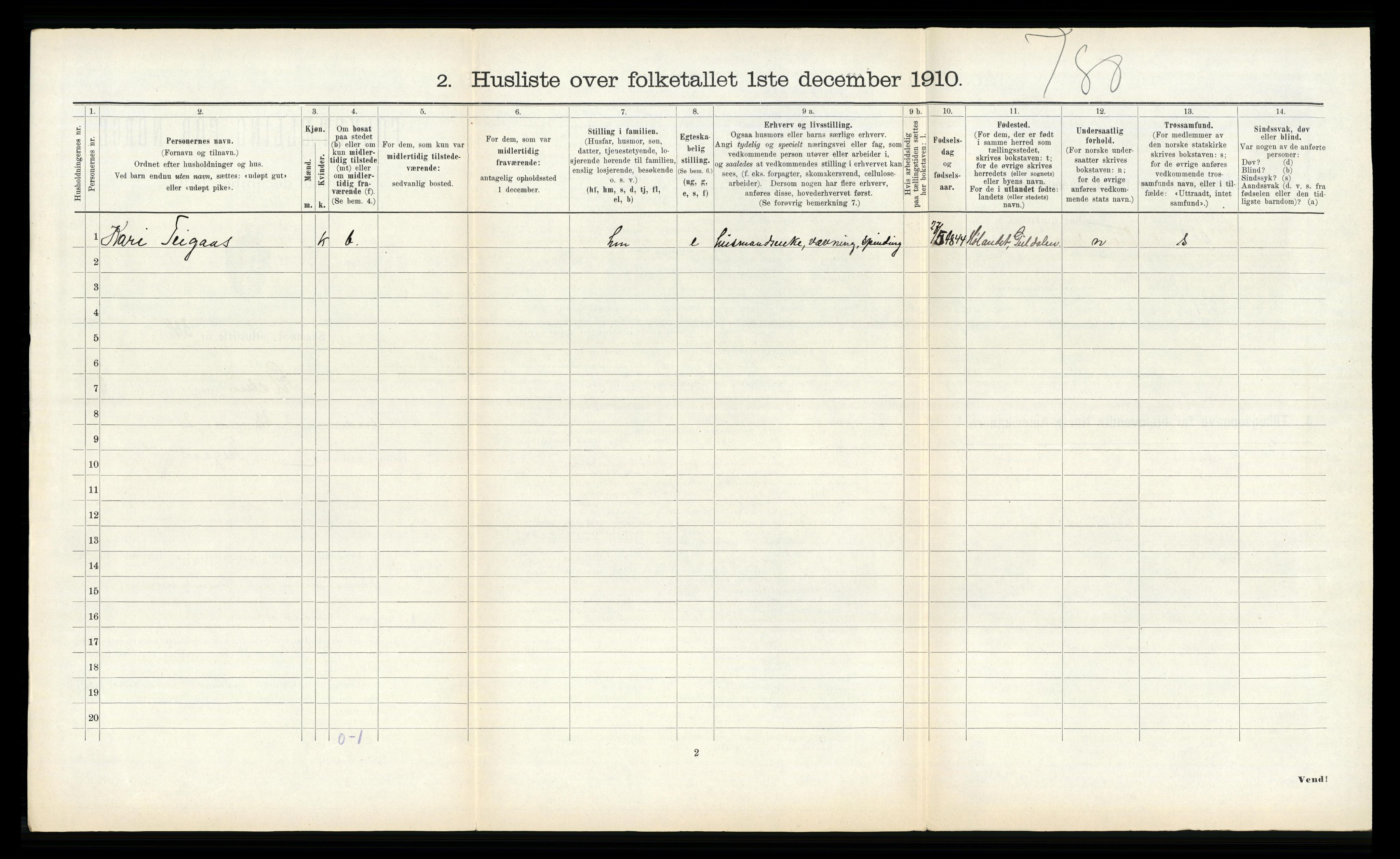 RA, Folketelling 1910 for 1662 Klæbu herred, 1910, s. 280