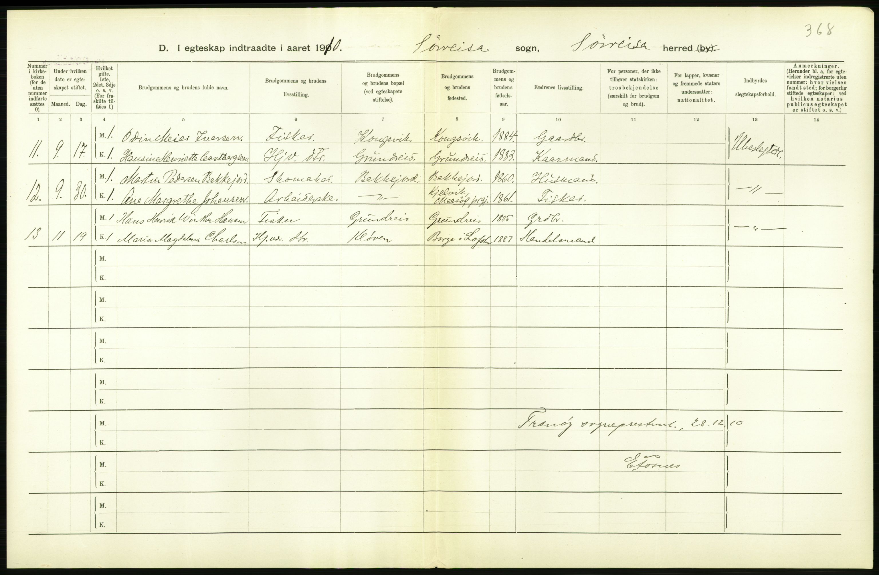 Statistisk sentralbyrå, Sosiodemografiske emner, Befolkning, AV/RA-S-2228/D/Df/Dfa/Dfah/L0044: Tromsø amt: Gifte, døde, dødfødte. Bygder og byer., 1910, s. 52