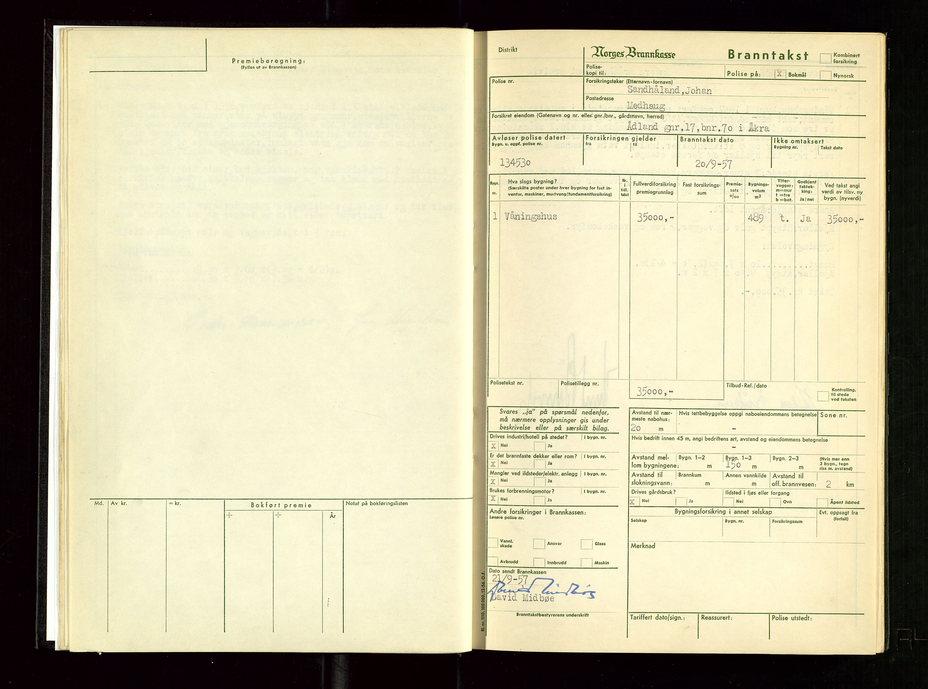 Skudenes lensmannskontor, AV/SAST-A-100444/Gob/L0004: Branntakstprotokoll, 1956-1959