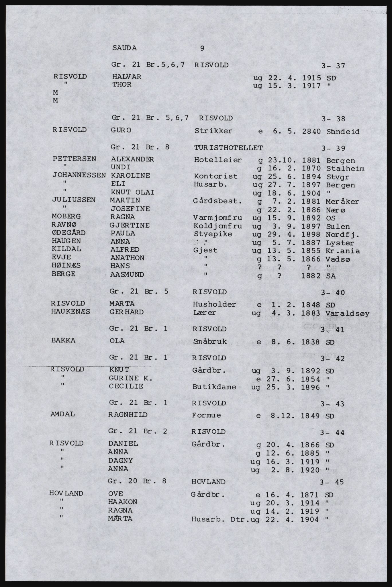 SAST, Avskrift av folketellingen 1920 for Indre Ryfylke, 1920, s. 293