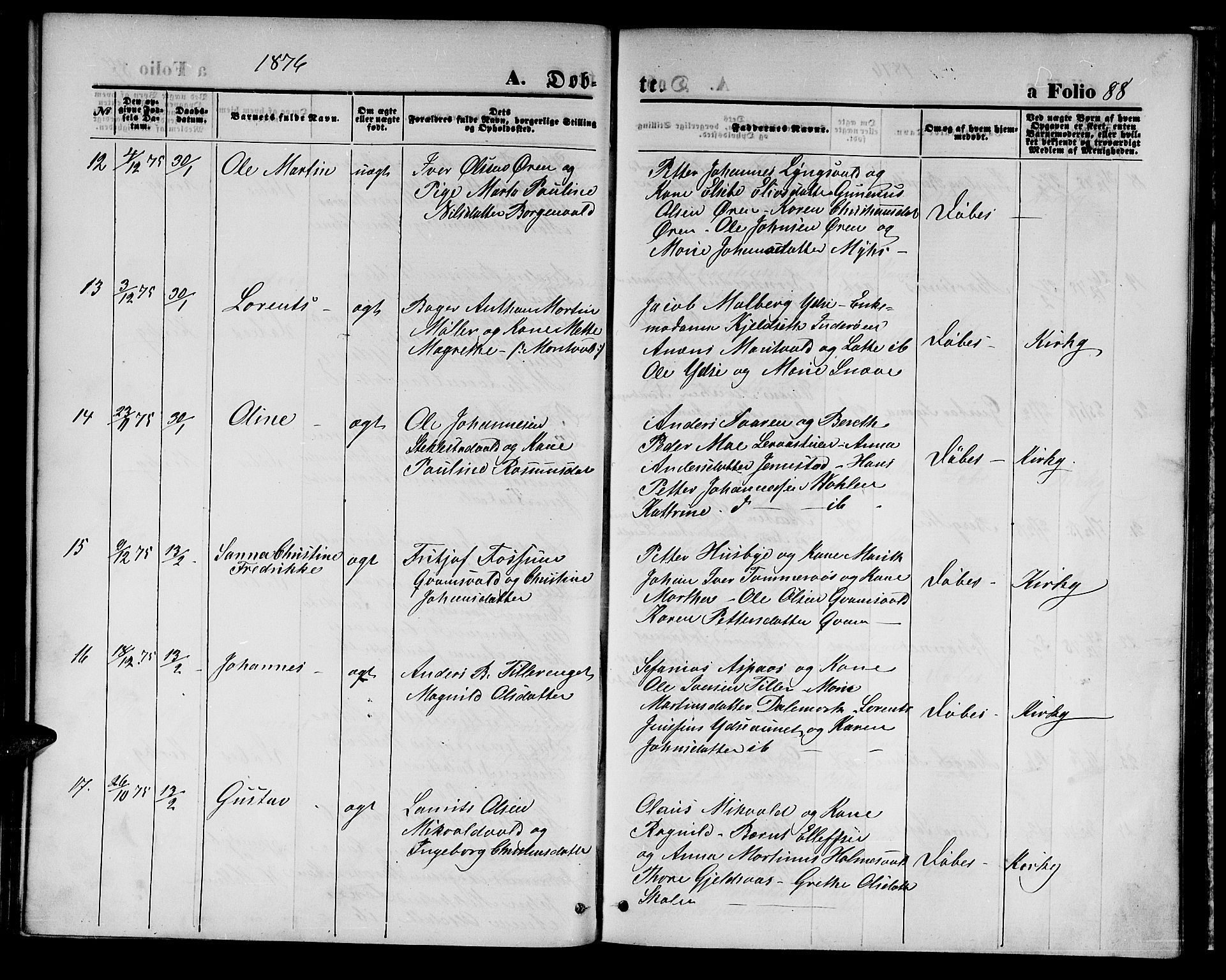 Ministerialprotokoller, klokkerbøker og fødselsregistre - Nord-Trøndelag, AV/SAT-A-1458/723/L0255: Klokkerbok nr. 723C03, 1869-1879, s. 88