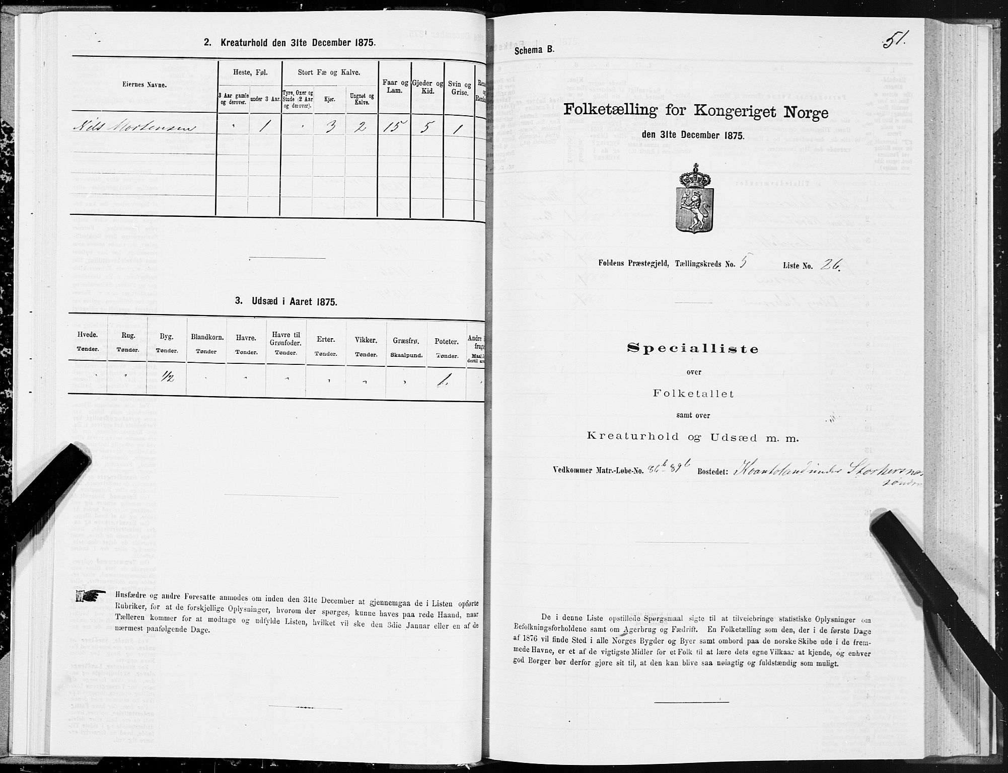 SAT, Folketelling 1875 for 1845P Folda prestegjeld, 1875, s. 2051