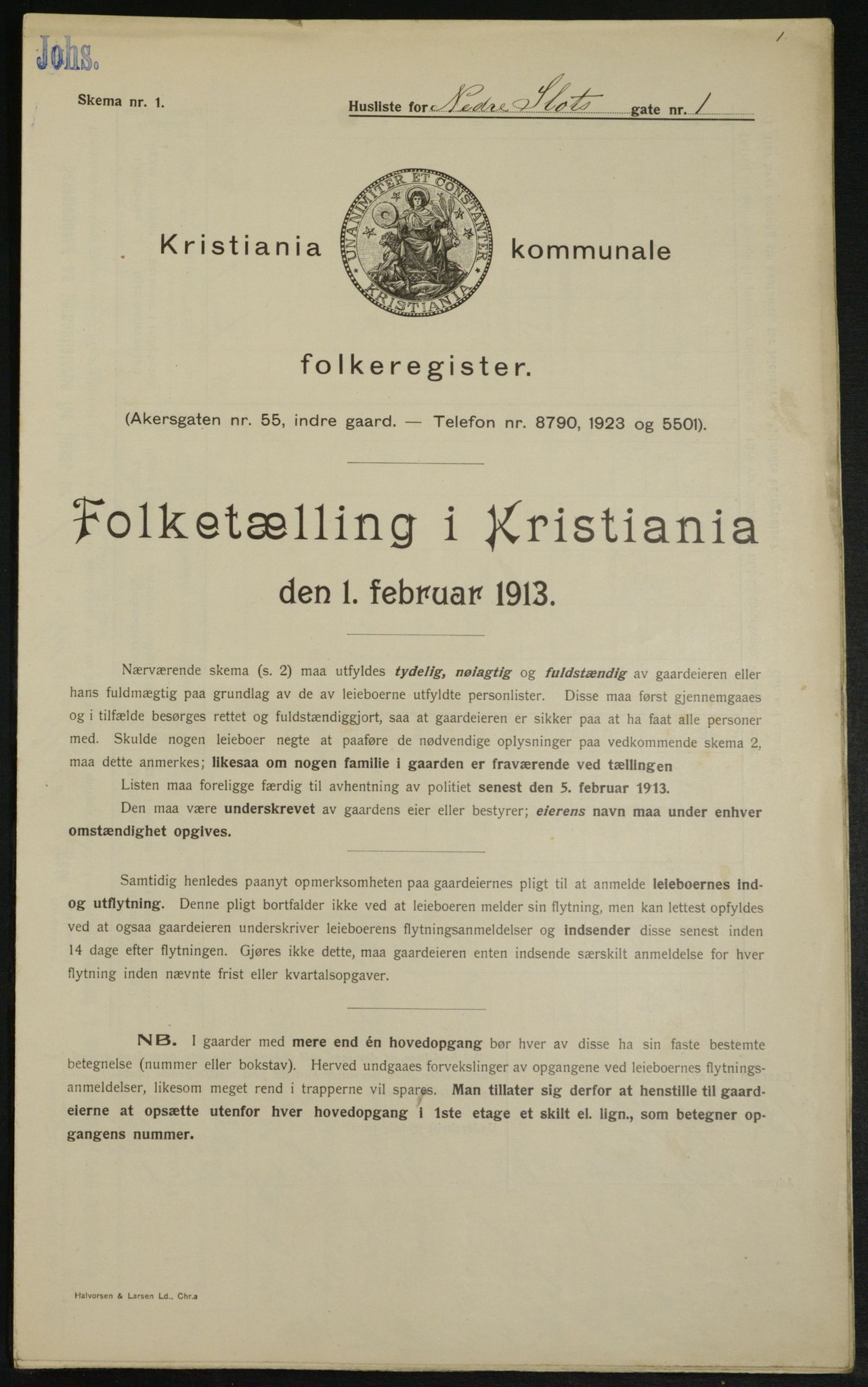 OBA, Kommunal folketelling 1.2.1913 for Kristiania, 1913, s. 69406