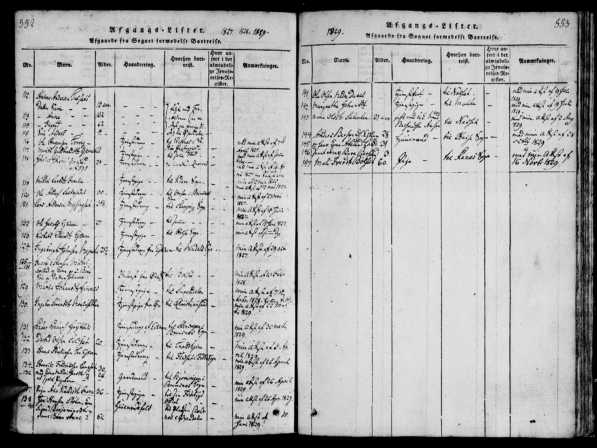 Ministerialprotokoller, klokkerbøker og fødselsregistre - Møre og Romsdal, SAT/A-1454/586/L0982: Ministerialbok nr. 586A08, 1819-1829, s. 552-553