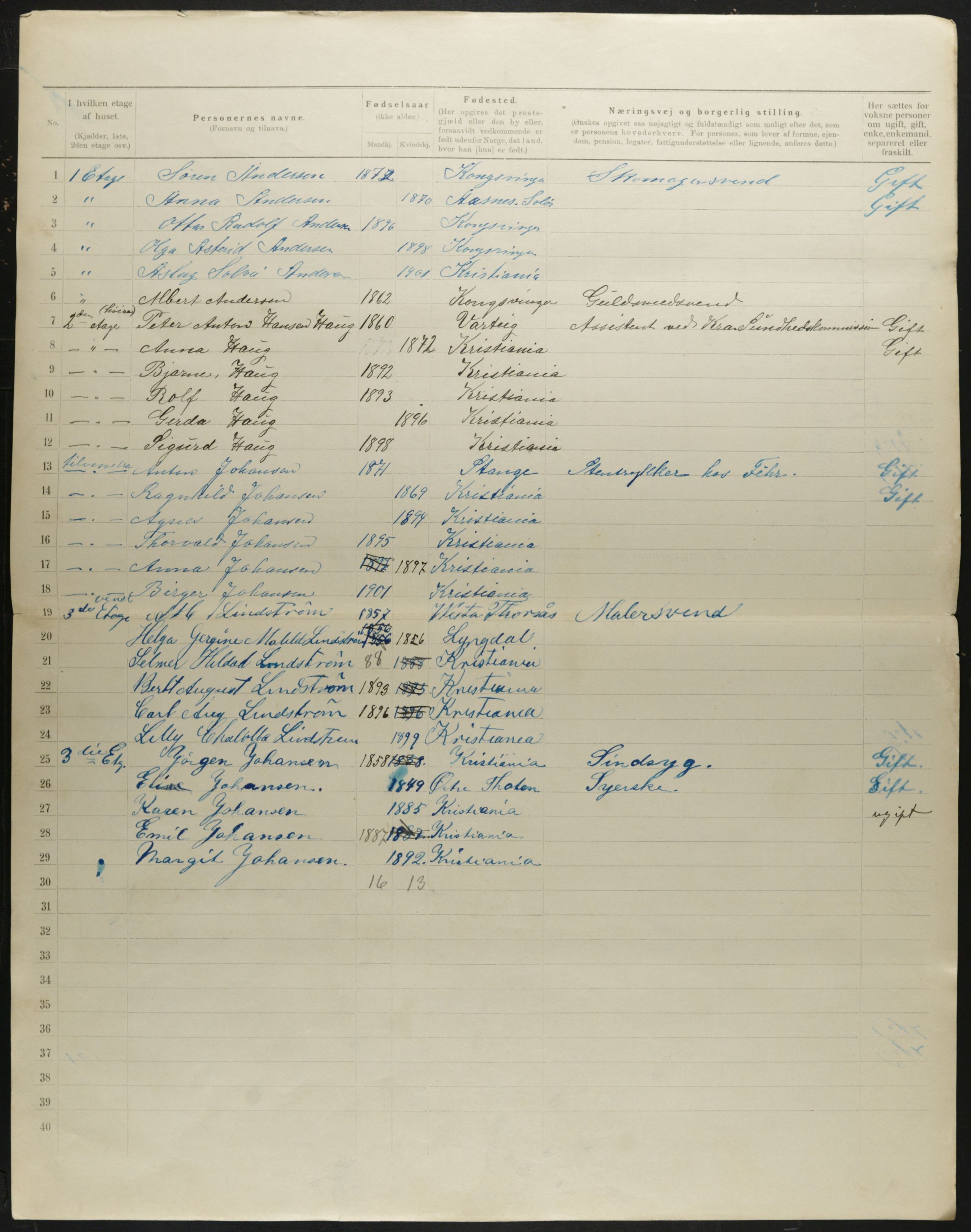 OBA, Kommunal folketelling 31.12.1901 for Kristiania kjøpstad, 1901, s. 334