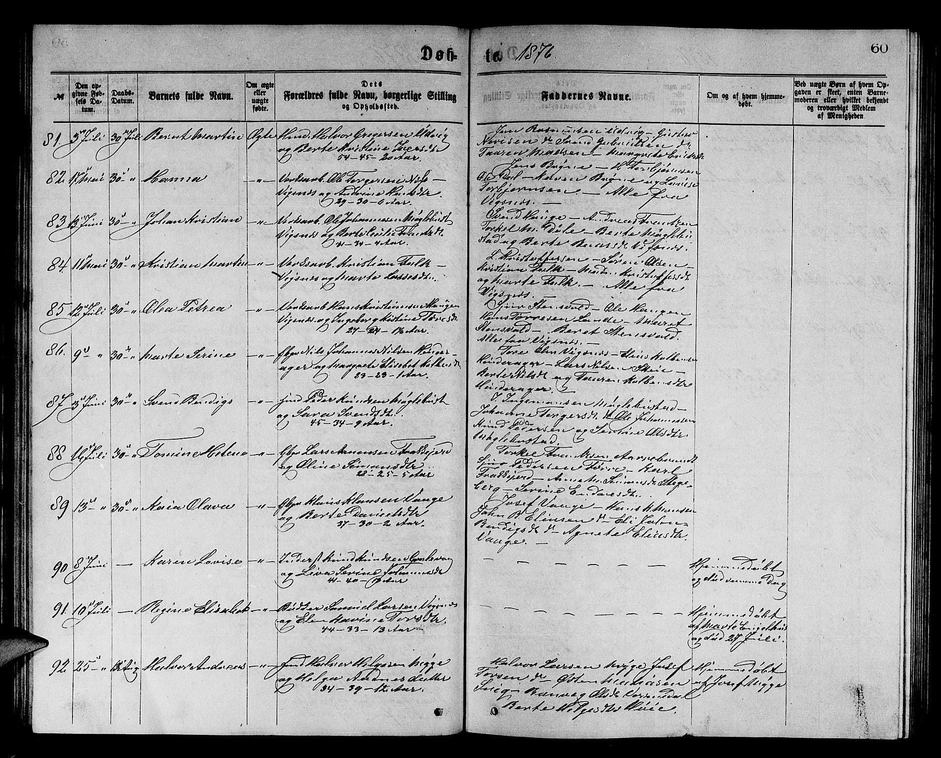 Avaldsnes sokneprestkontor, AV/SAST-A -101851/H/Ha/Hab/L0005: Klokkerbok nr. B 5, 1871-1885, s. 60
