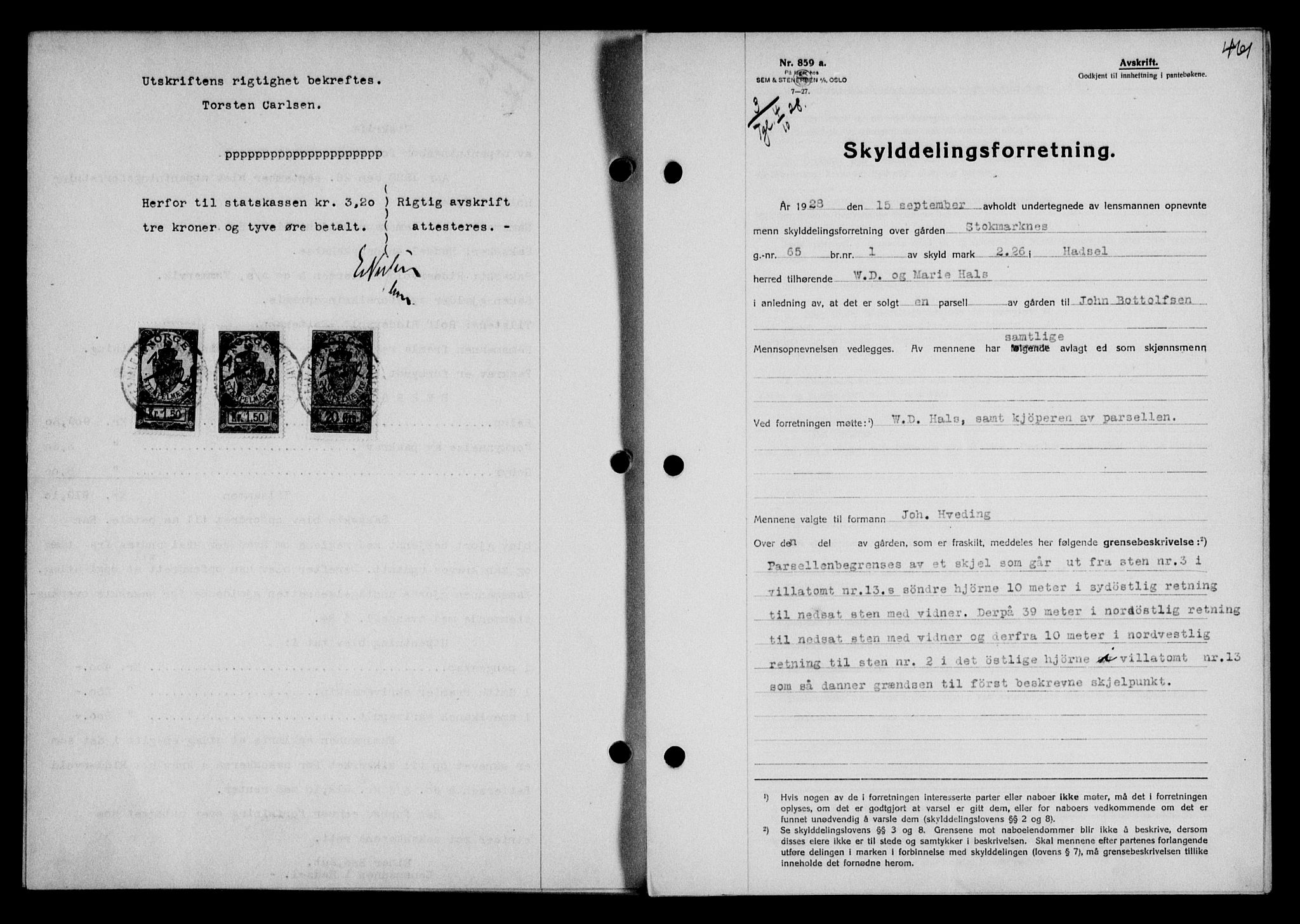 Vesterålen sorenskriveri, SAT/A-4180/1/2/2Ca/L0046: Pantebok nr. 39, 1928-1928, Tingl.dato: 04.10.1928