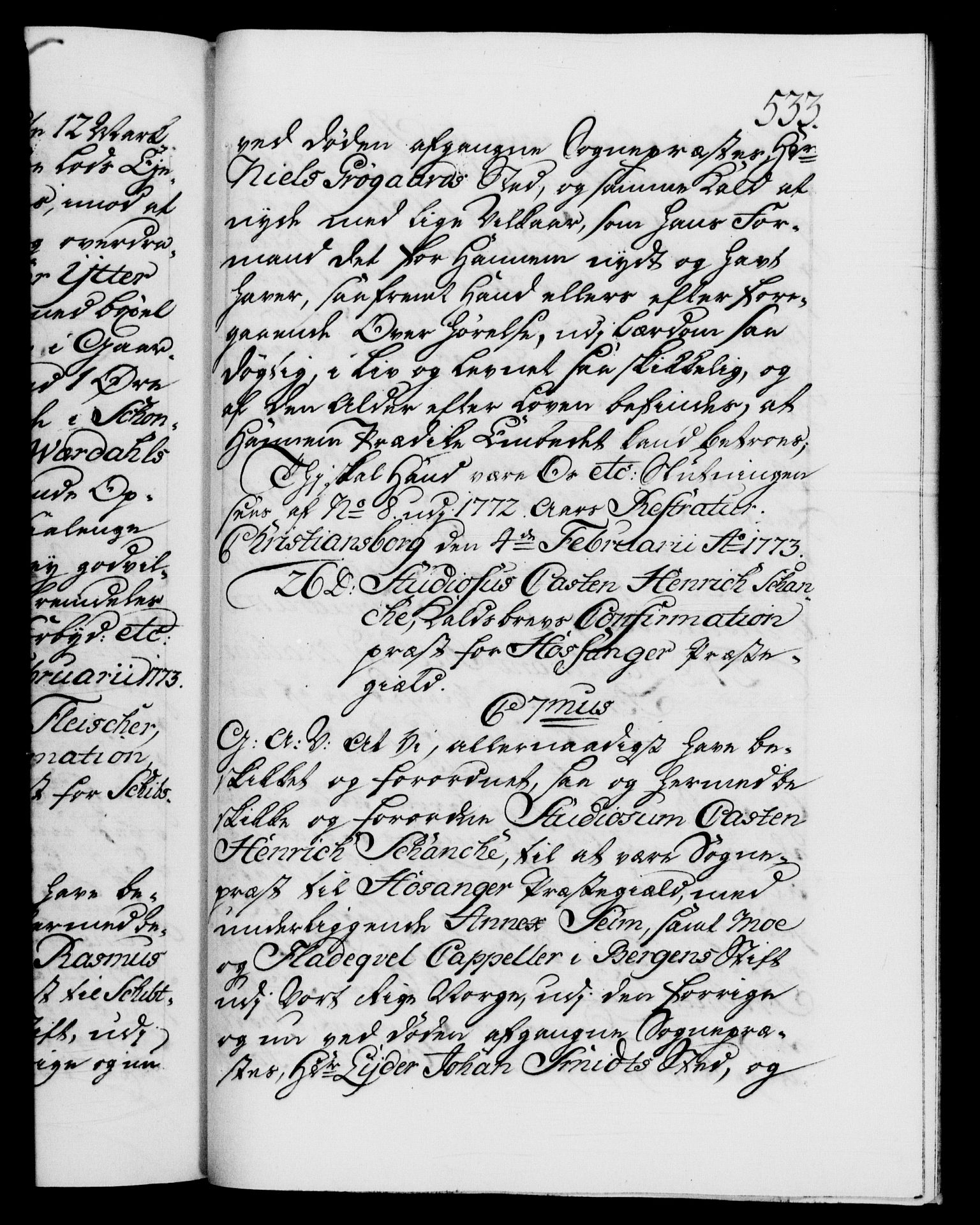 Danske Kanselli 1572-1799, RA/EA-3023/F/Fc/Fca/Fcaa/L0045: Norske registre "Norske eller 3. dept.s åpne brev, 1771-1773, s. 533a