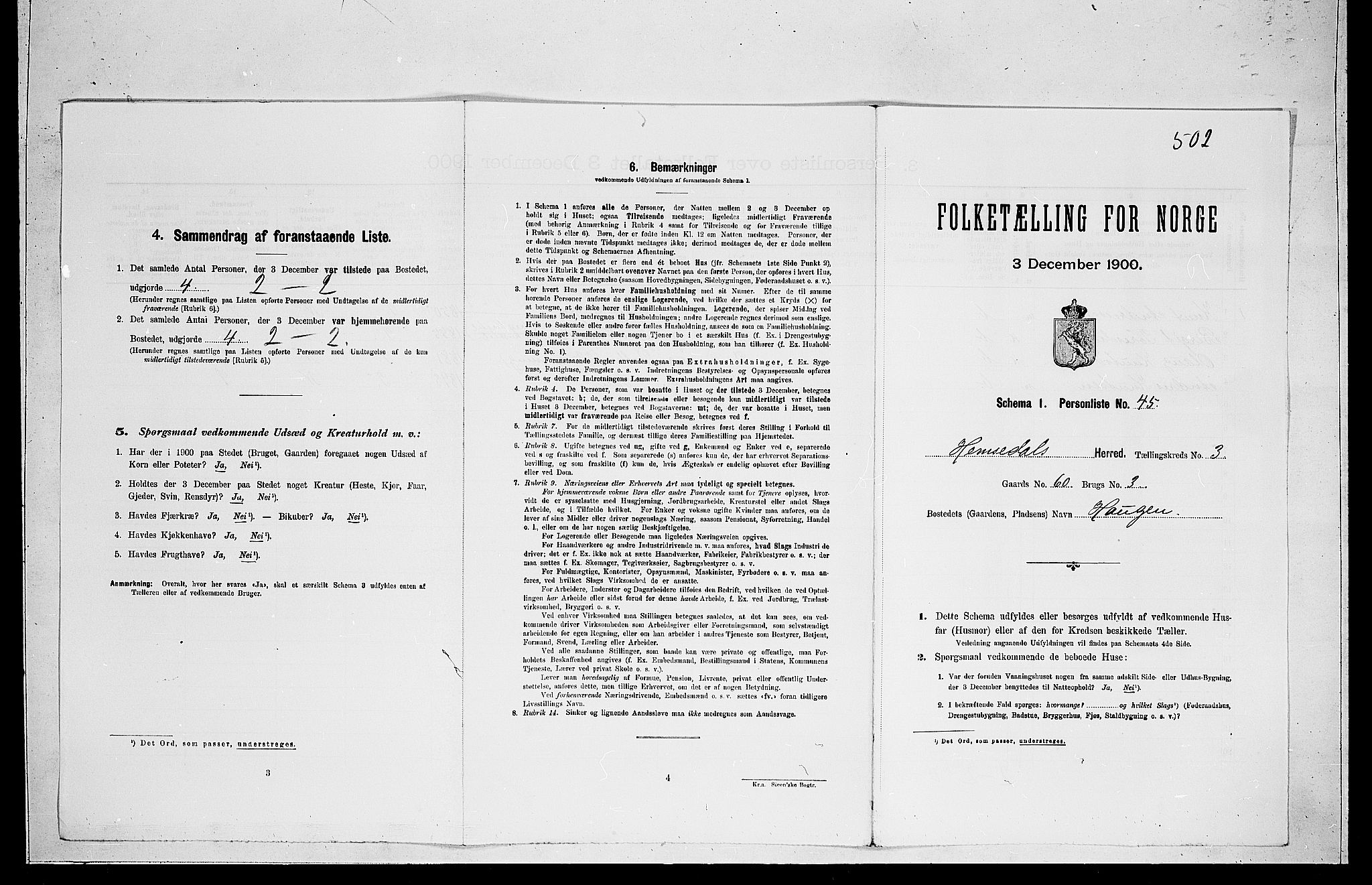 RA, Folketelling 1900 for 0618 Hemsedal herred, 1900, s. 209
