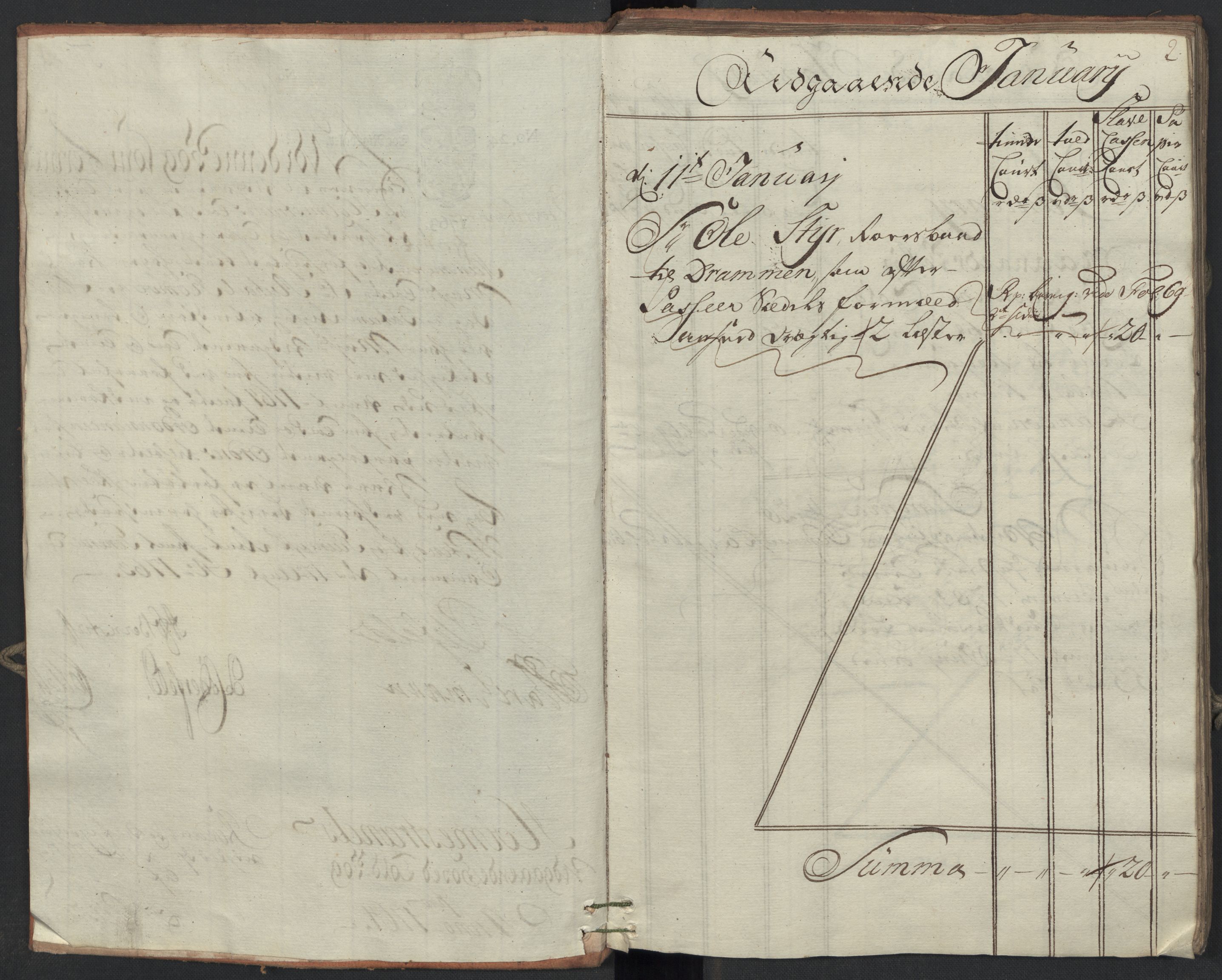 Generaltollkammeret, tollregnskaper, RA/EA-5490/R09/L0038/0001: Tollregnskaper Holmestrand / Utgående hovedtollbok, 1764, s. 1b-2a