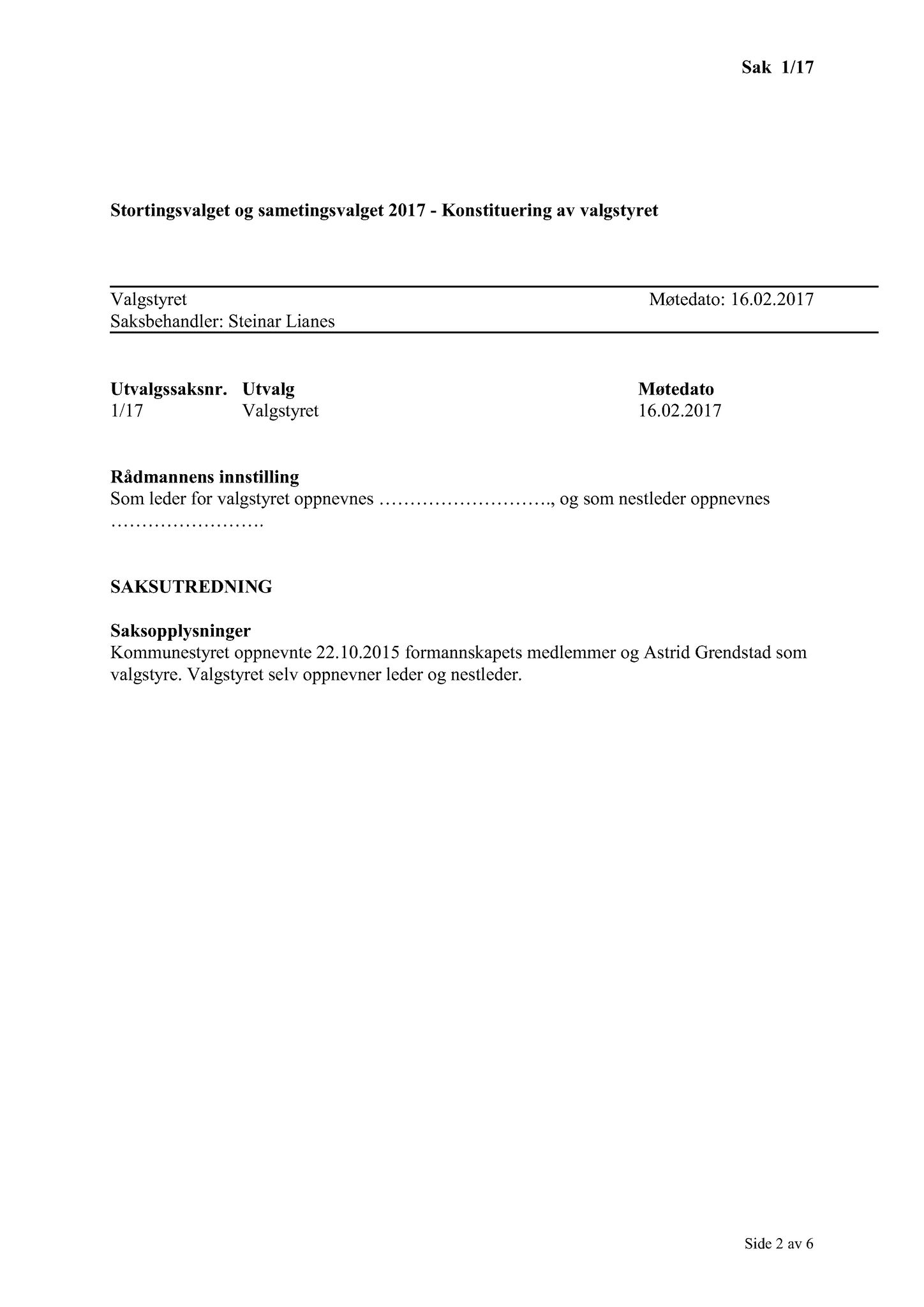 Klæbu Kommune, TRKO/KK/10-VS/L003: Valgnemnda - Møtedokumenter, 2017, s. 3