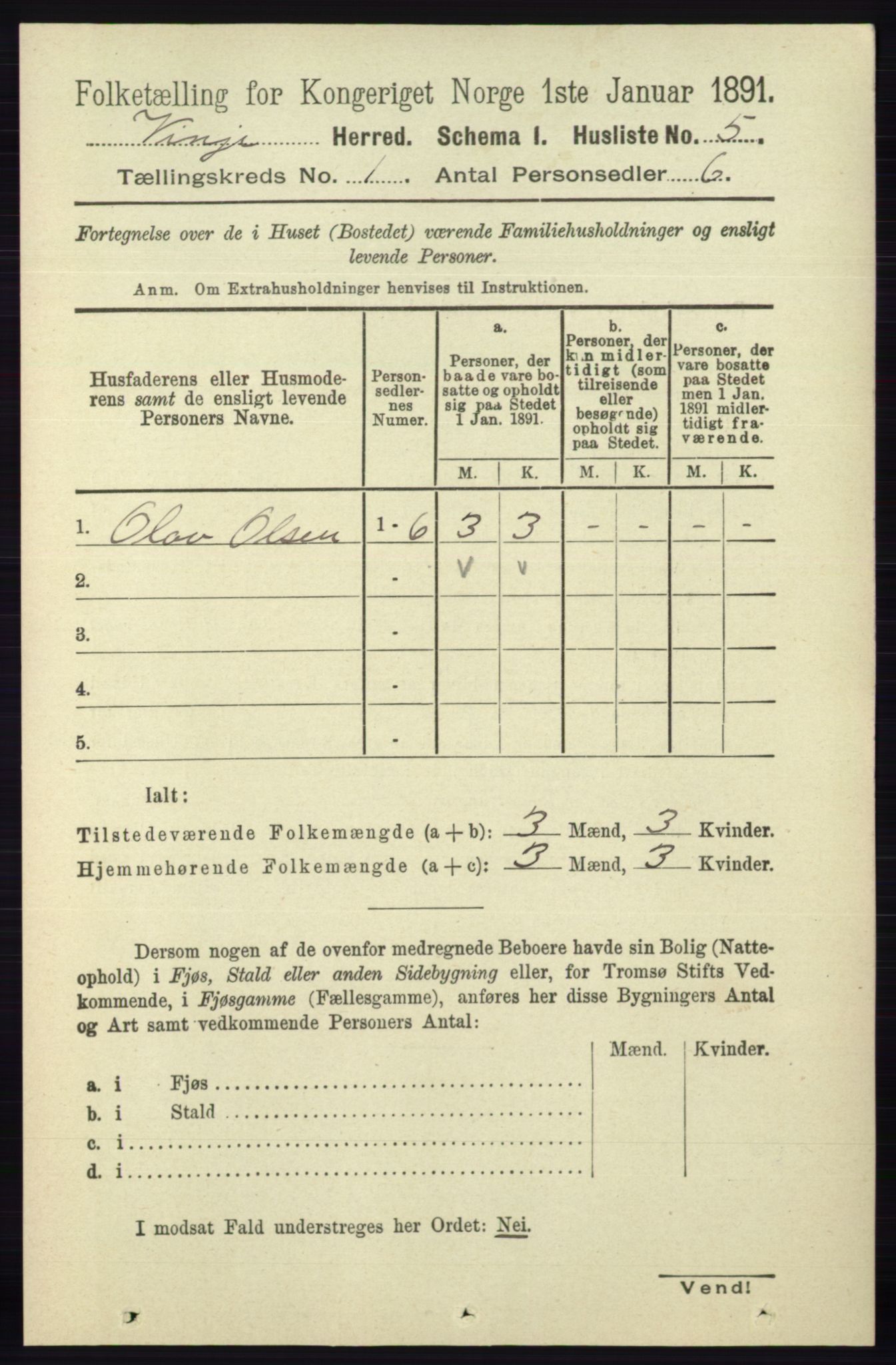 RA, Folketelling 1891 for 0834 Vinje herred, 1891, s. 24