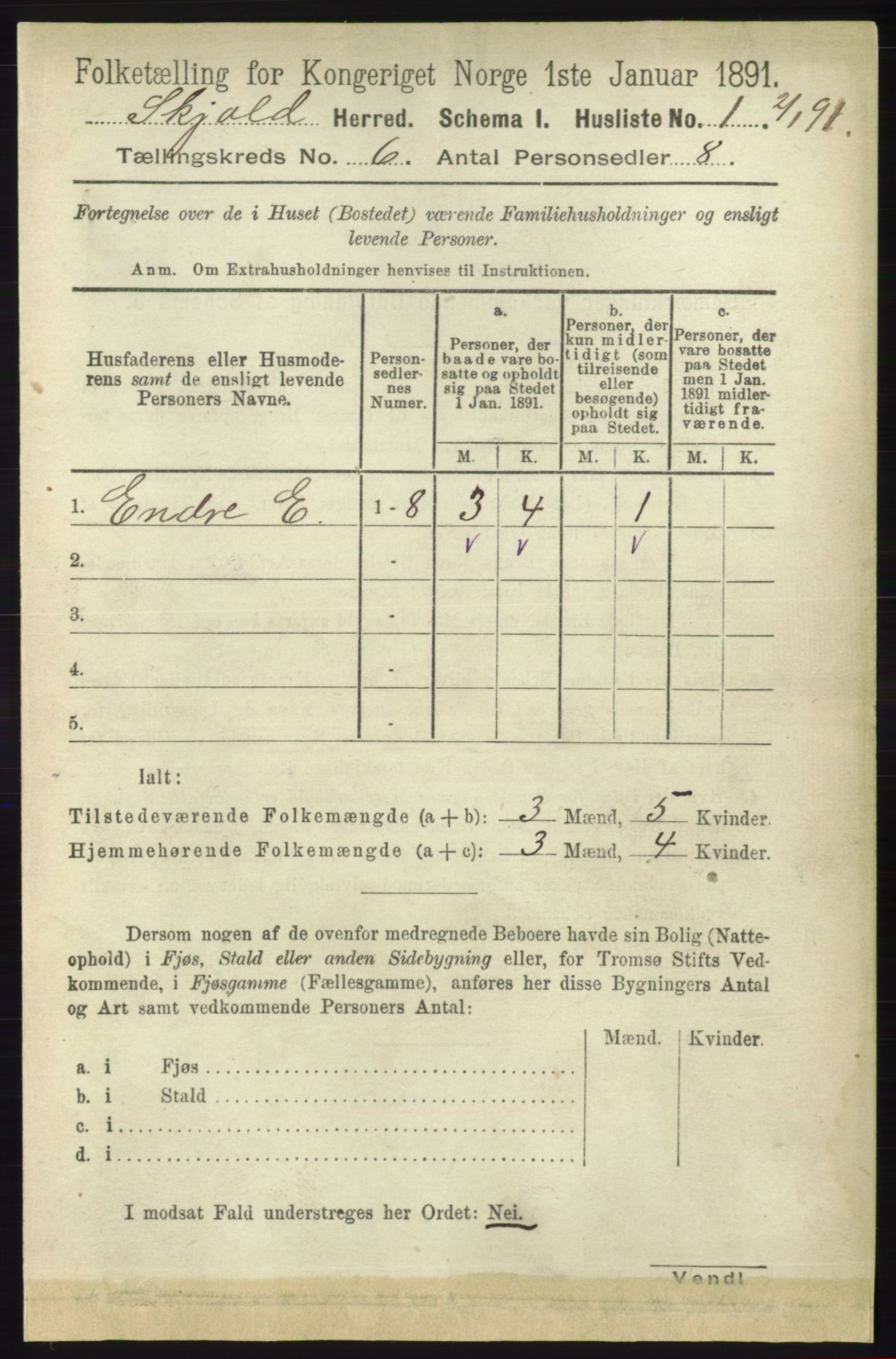 RA, Folketelling 1891 for 1154 Skjold herred, 1891, s. 950