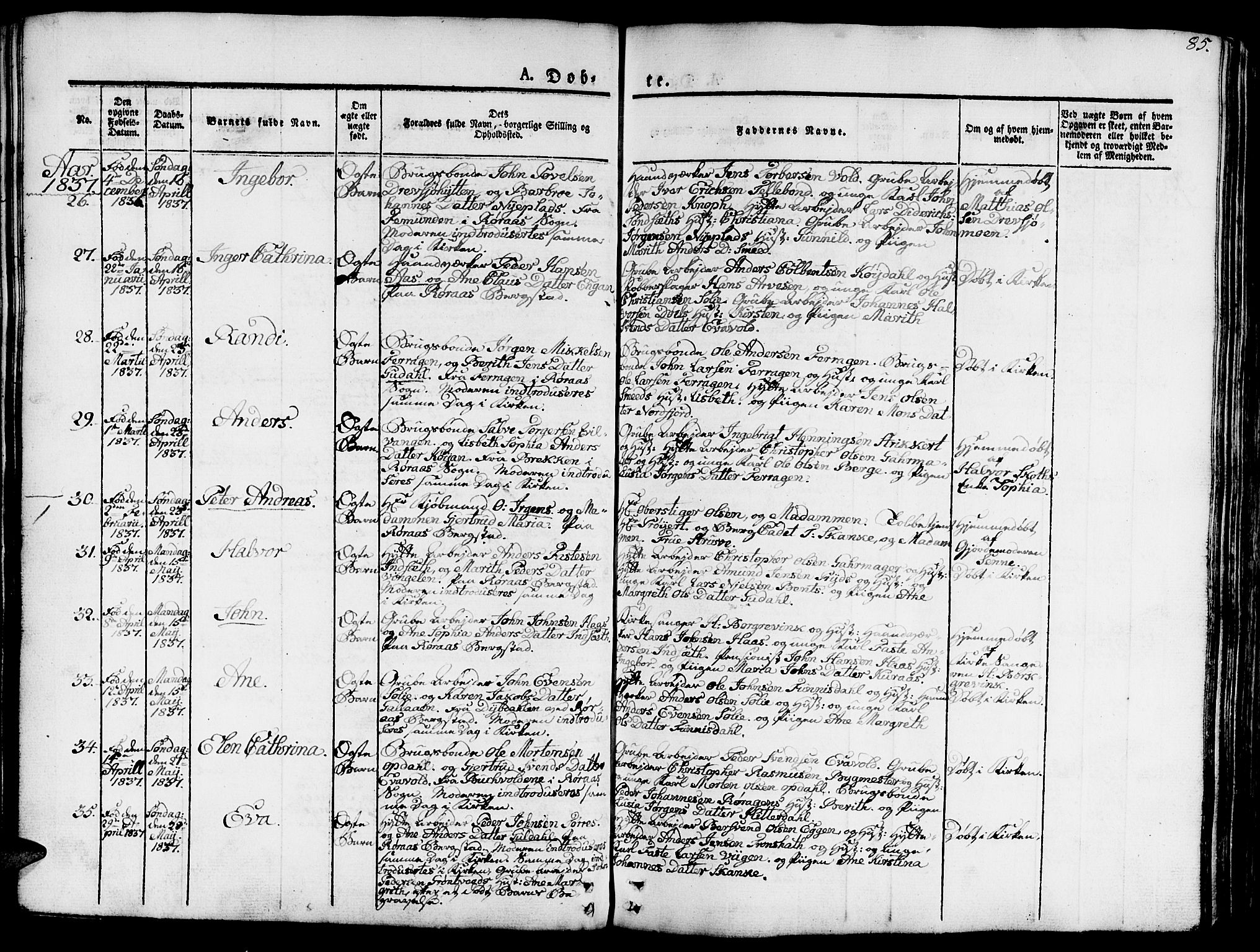 Ministerialprotokoller, klokkerbøker og fødselsregistre - Sør-Trøndelag, AV/SAT-A-1456/681/L0938: Klokkerbok nr. 681C02, 1829-1879, s. 85