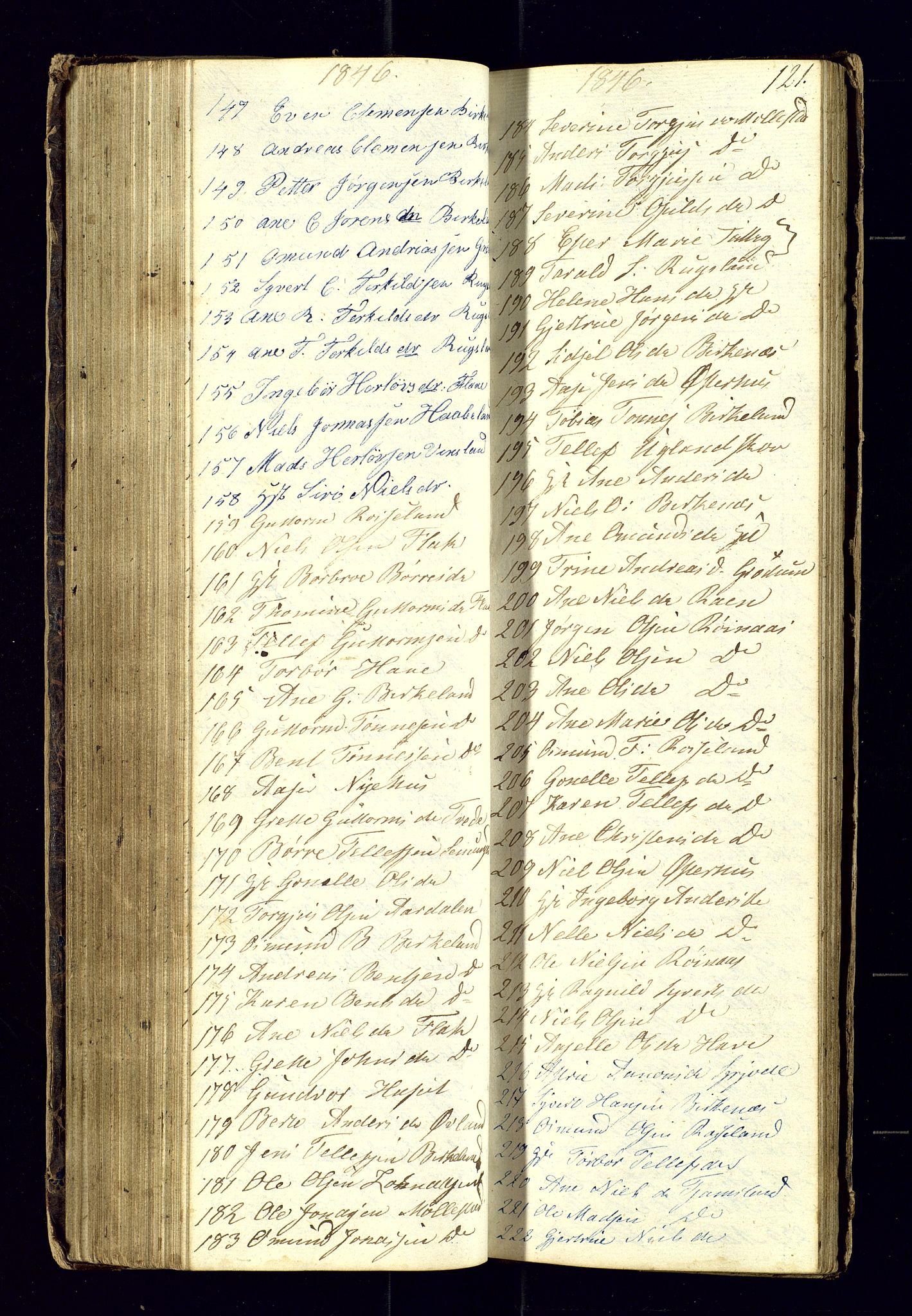 Birkenes sokneprestkontor, SAK/1111-0004/F/Fc/L0002: Kommunikantprotokoll nr. C-2, 1839-1849, s. 121