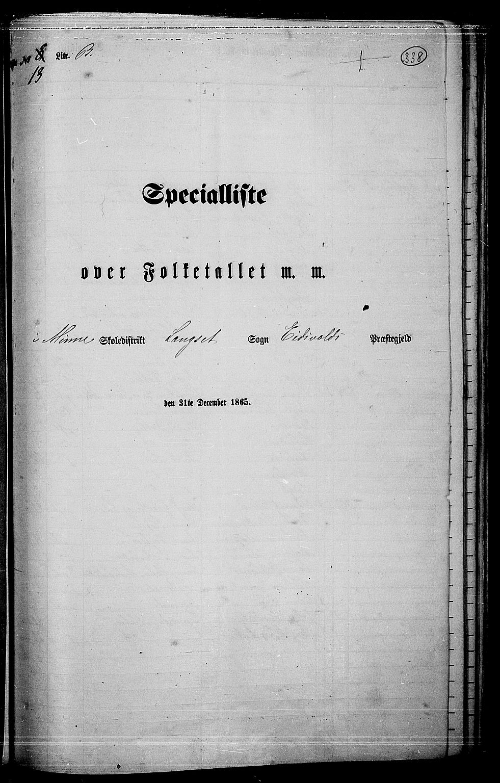 RA, Folketelling 1865 for 0237P Eidsvoll prestegjeld, 1865, s. 305