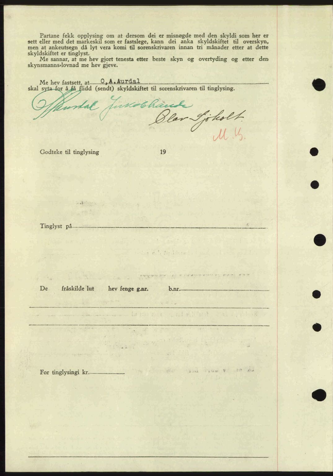 Nordre Sunnmøre sorenskriveri, AV/SAT-A-0006/1/2/2C/2Ca: Pantebok nr. A23, 1946-1947, Dagboknr: 1945/1946