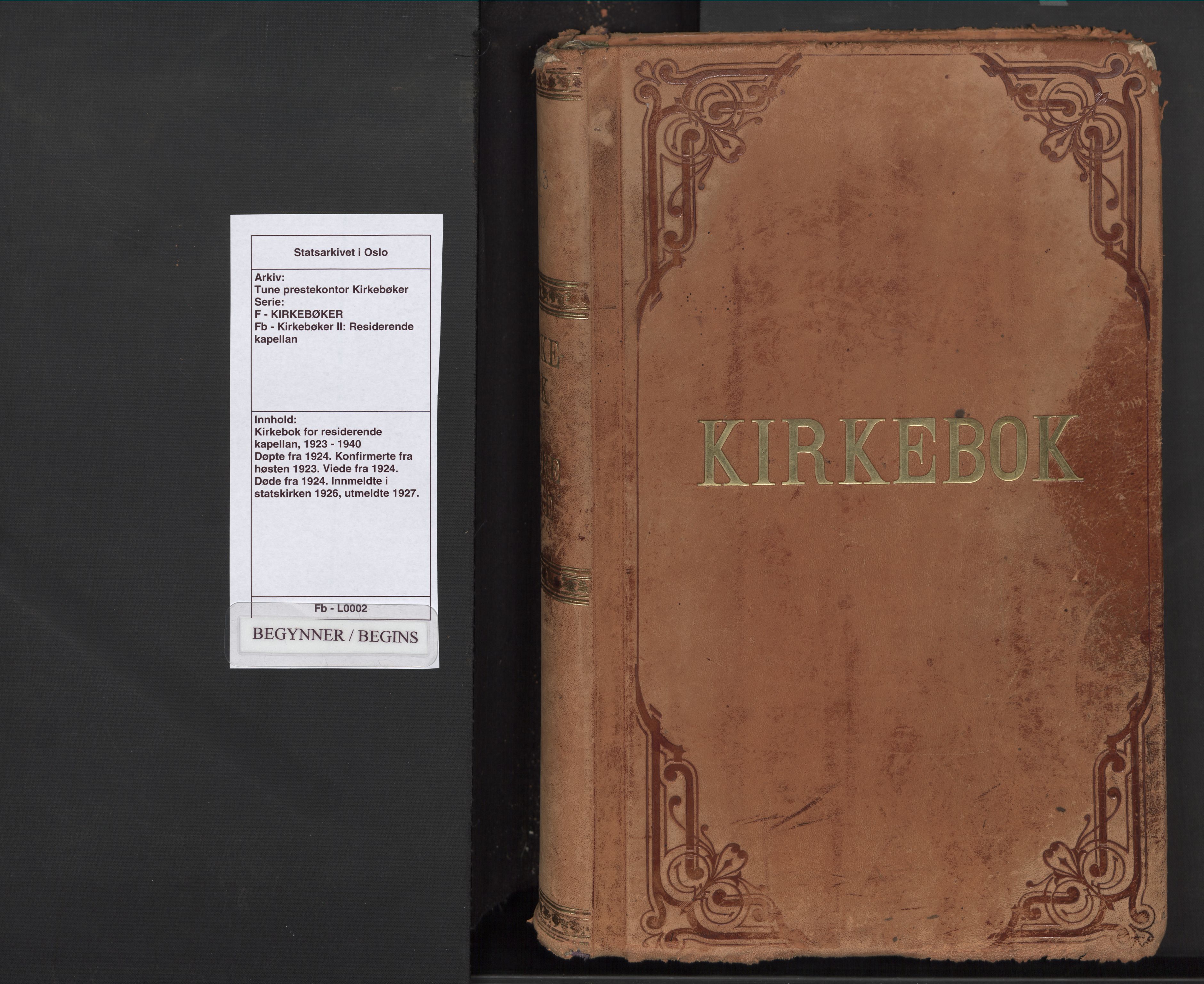 Tune prestekontor Kirkebøker, SAO/A-2007/F: Residerende kapellans bok nr. 2, 1923-1940