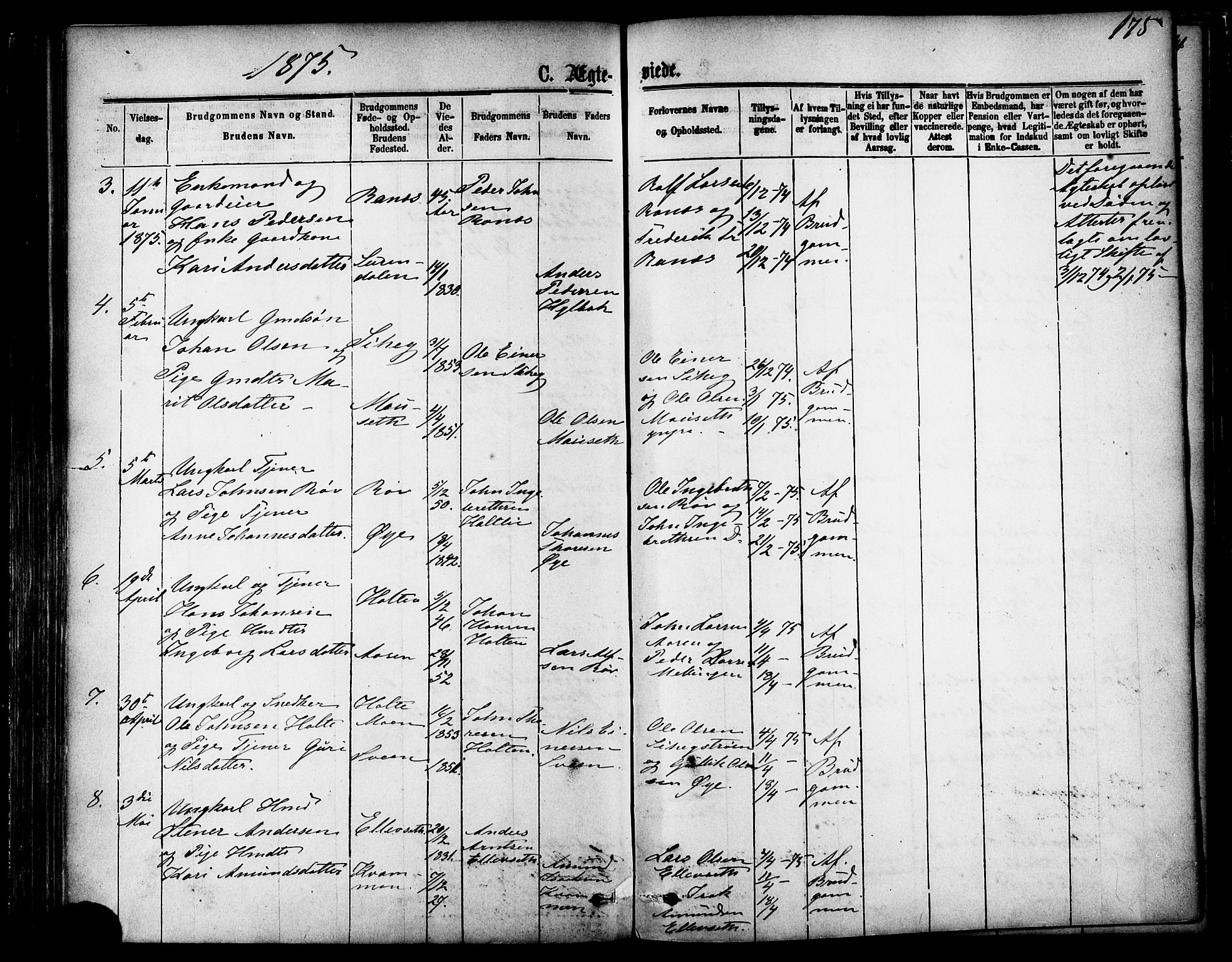 Ministerialprotokoller, klokkerbøker og fødselsregistre - Møre og Romsdal, AV/SAT-A-1454/595/L1046: Ministerialbok nr. 595A08, 1874-1884, s. 175