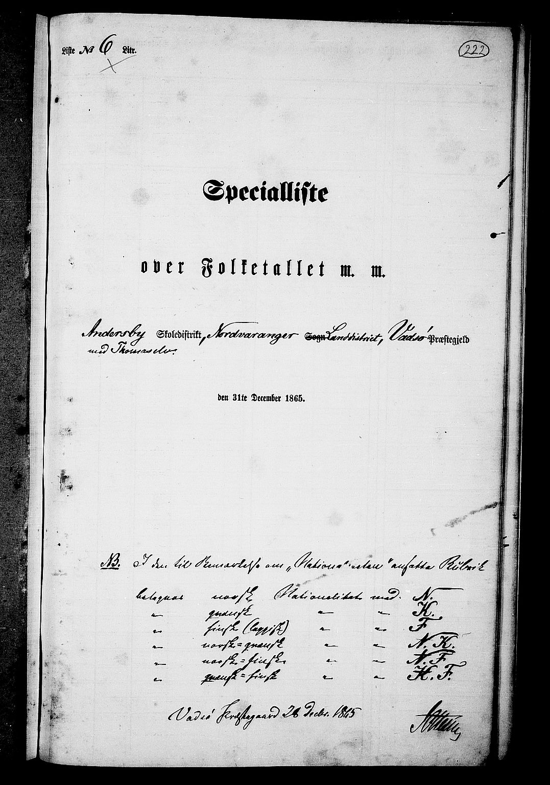 RA, Folketelling 1865 for 2029L Vadsø prestegjeld, Nord-Varanger sokn, 1865, s. 46