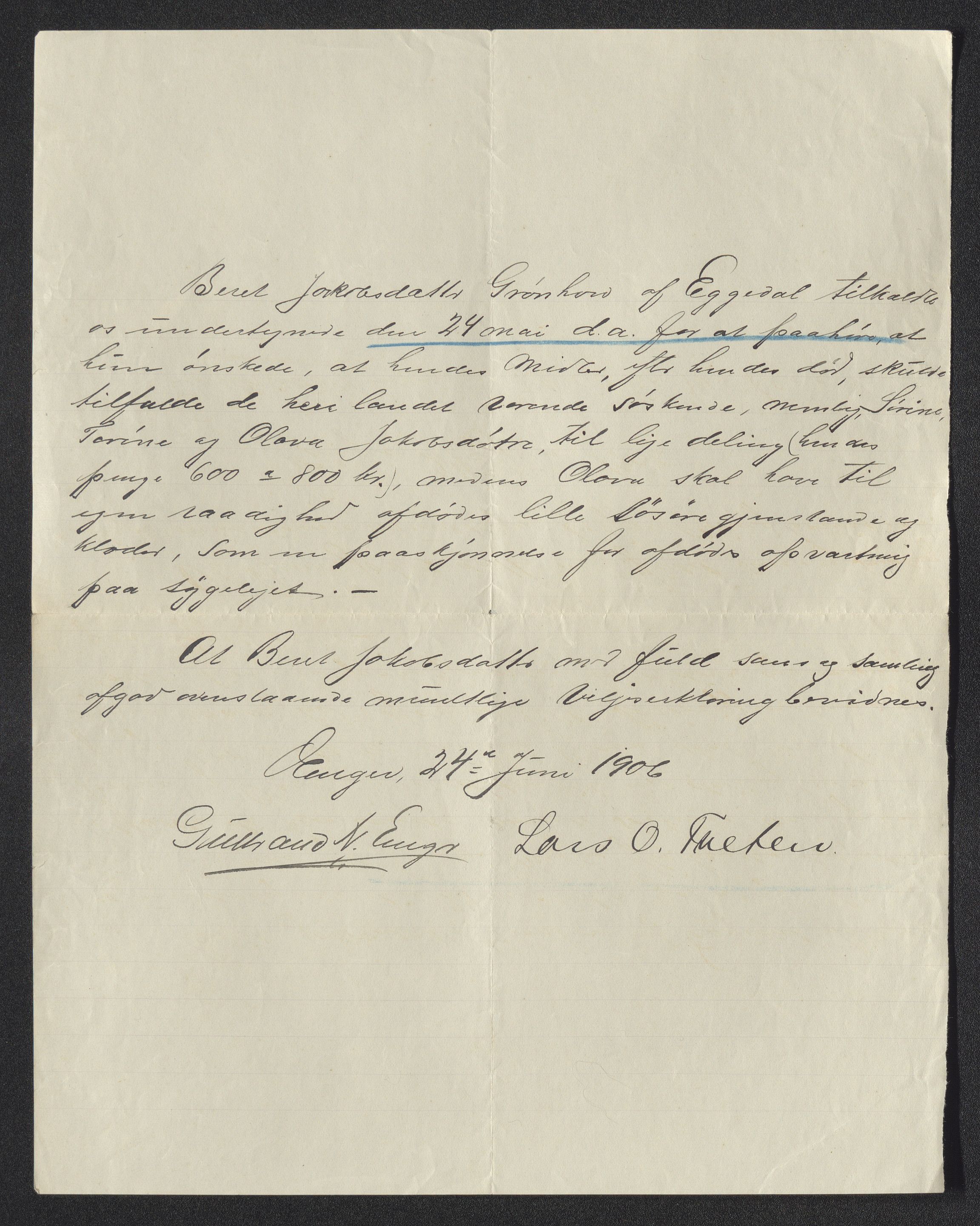 Eiker, Modum og Sigdal sorenskriveri, AV/SAKO-A-123/H/Ha/Hab/L0031: Dødsfallsmeldinger, 1906, s. 184