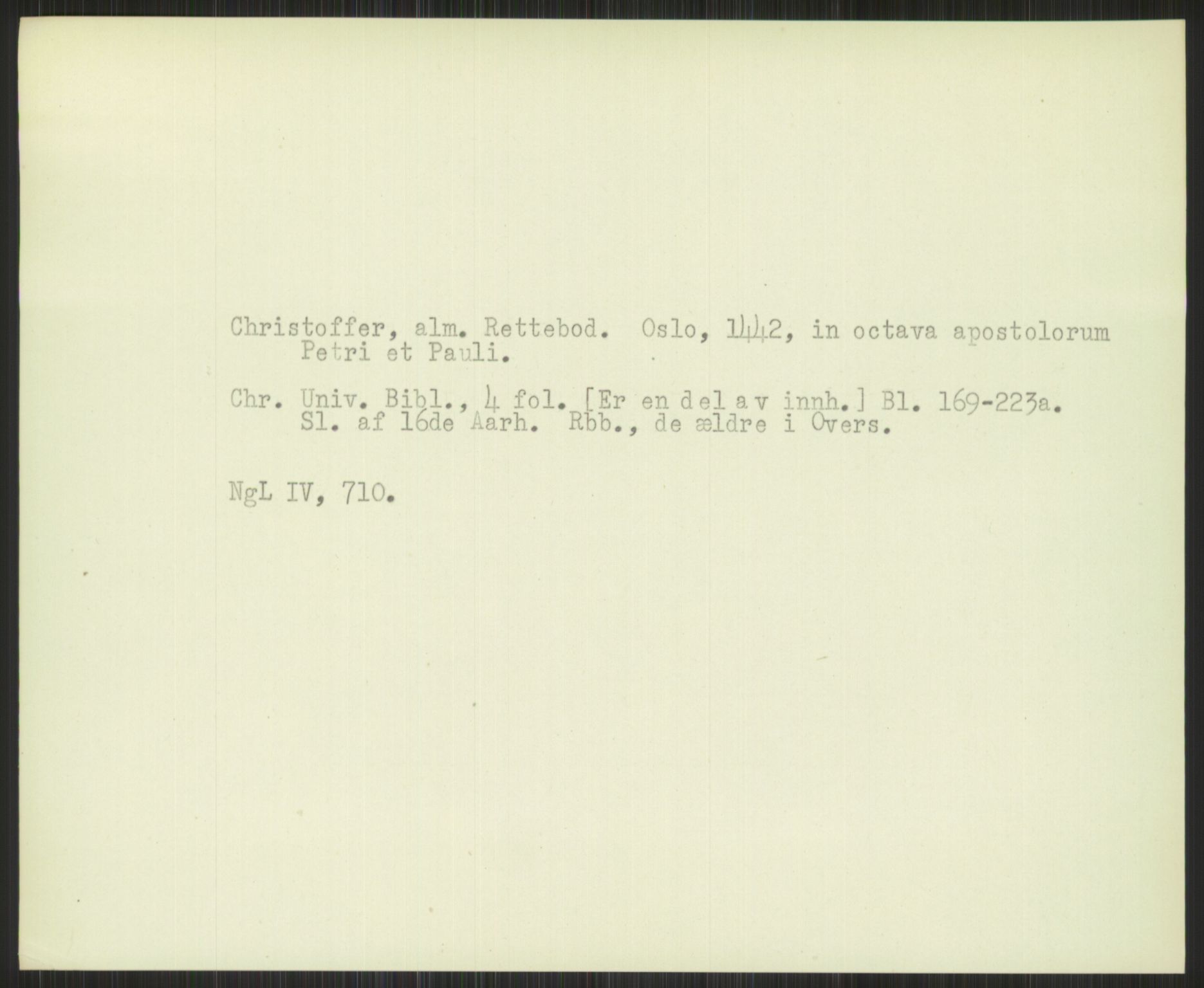 Norsk Historisk Kjeldeskrift-Institutt (NHKI), AV/RA-S-6117/G/Gc/L0030: Tematisk register til Gustav Storms håndskriftbeskrivelser i NgL bd. IV, 1381-1480, s. 346