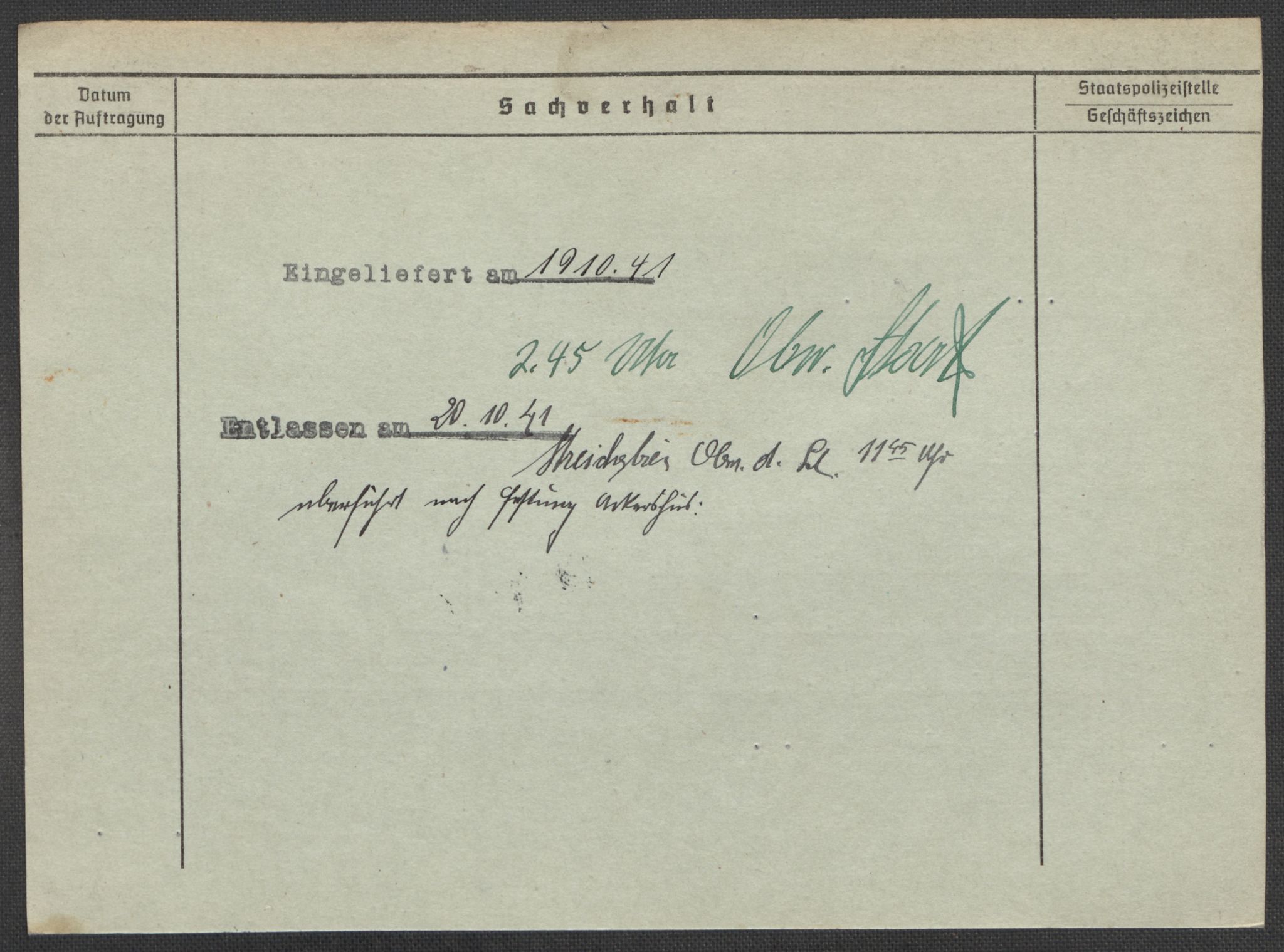 Befehlshaber der Sicherheitspolizei und des SD, AV/RA-RAFA-5969/E/Ea/Eaa/L0006: Register over norske fanger i Møllergata 19: Kj-Lund, 1940-1945, s. 1016