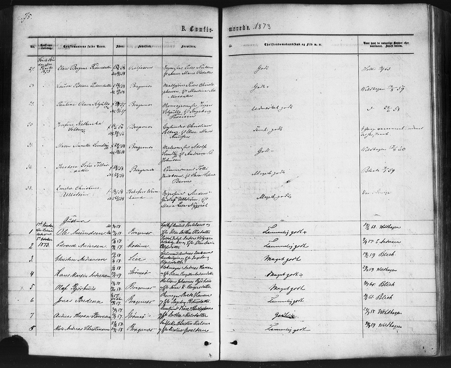Bragernes kirkebøker, AV/SAKO-A-6/F/Fc/L0003: Ministerialbok nr. III 3, 1865-1874, s. 75