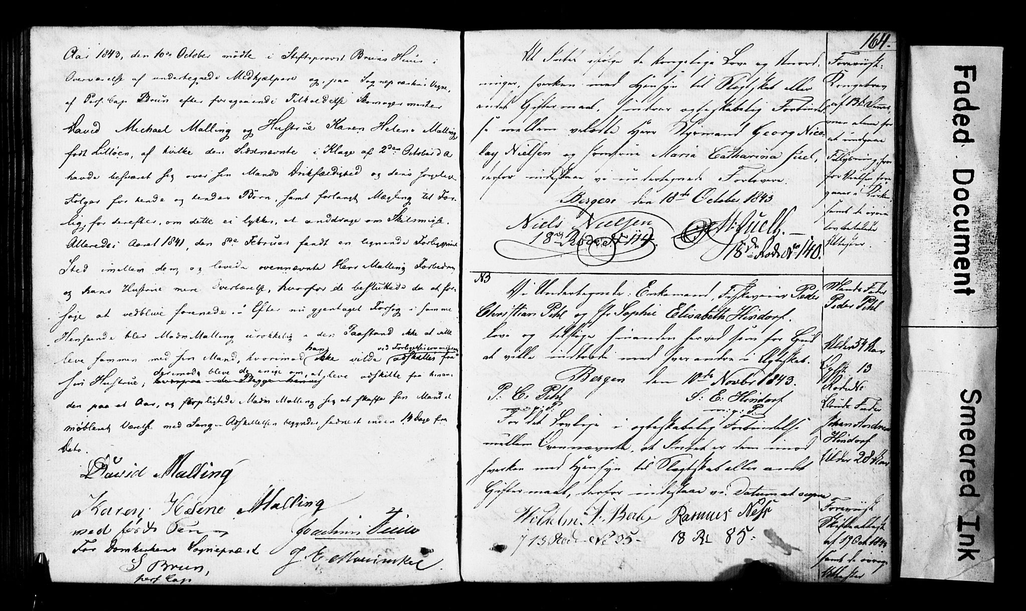 Domkirken sokneprestembete, AV/SAB-A-74801: Forlovererklæringer nr. II.5.3, 1832-1845, s. 164