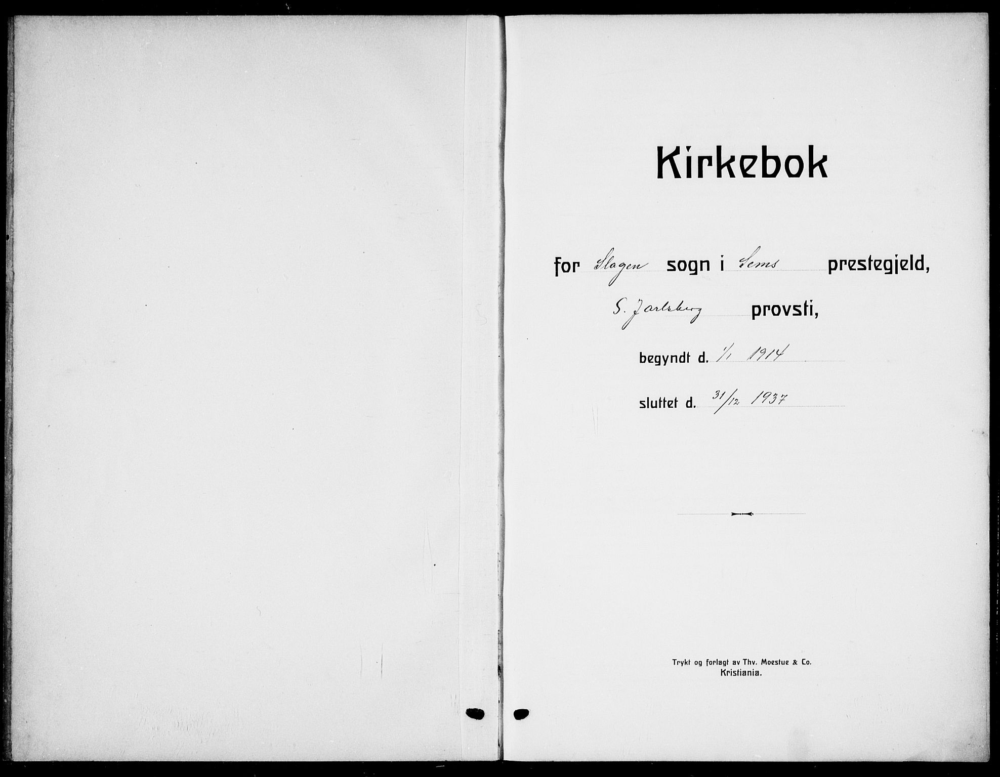 Sem kirkebøker, SAKO/A-5/G/Gb/L0004: Klokkerbok nr. II 4, 1914-1937
