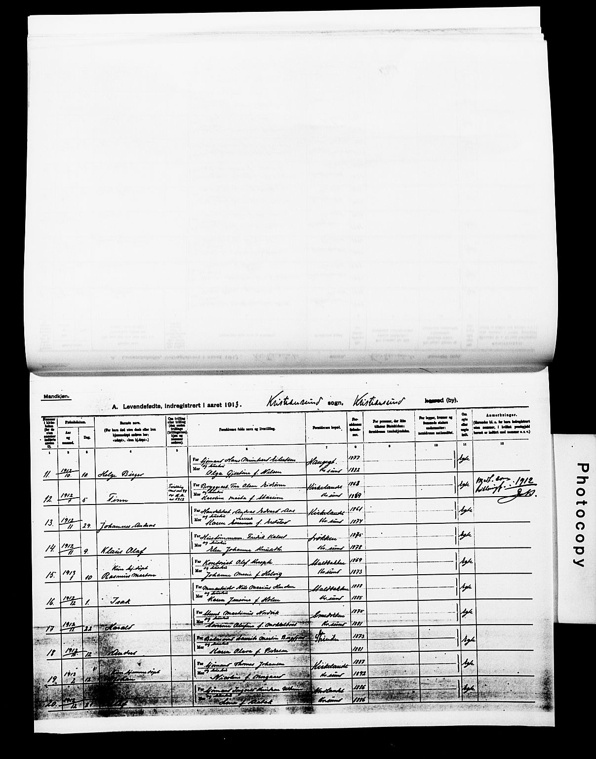 Ministerialprotokoller, klokkerbøker og fødselsregistre - Møre og Romsdal, AV/SAT-A-1454/572/L0861: Ministerialbok nr. 572D05, 1913-1920