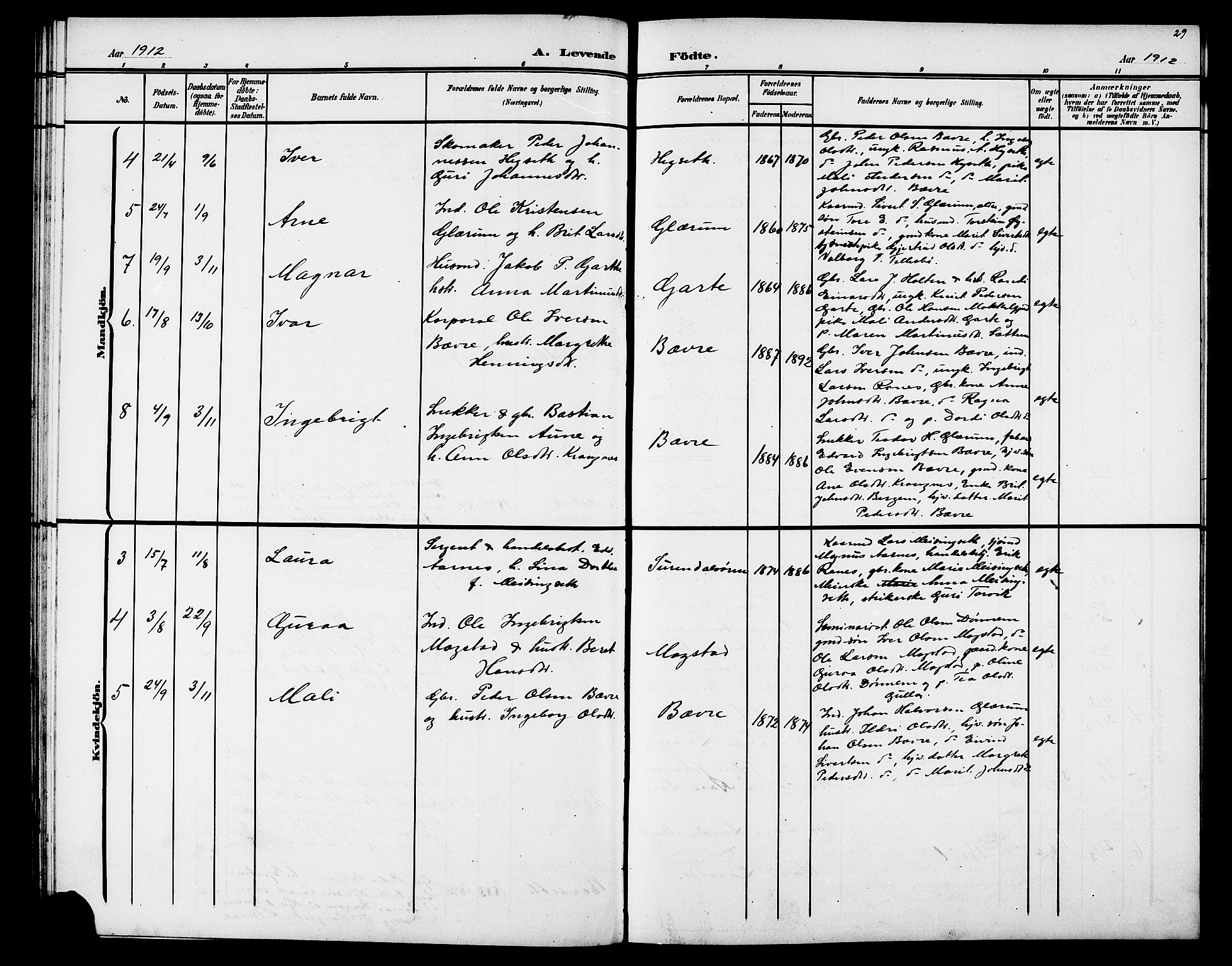 Ministerialprotokoller, klokkerbøker og fødselsregistre - Møre og Romsdal, AV/SAT-A-1454/595/L1053: Klokkerbok nr. 595C05, 1901-1919, s. 29