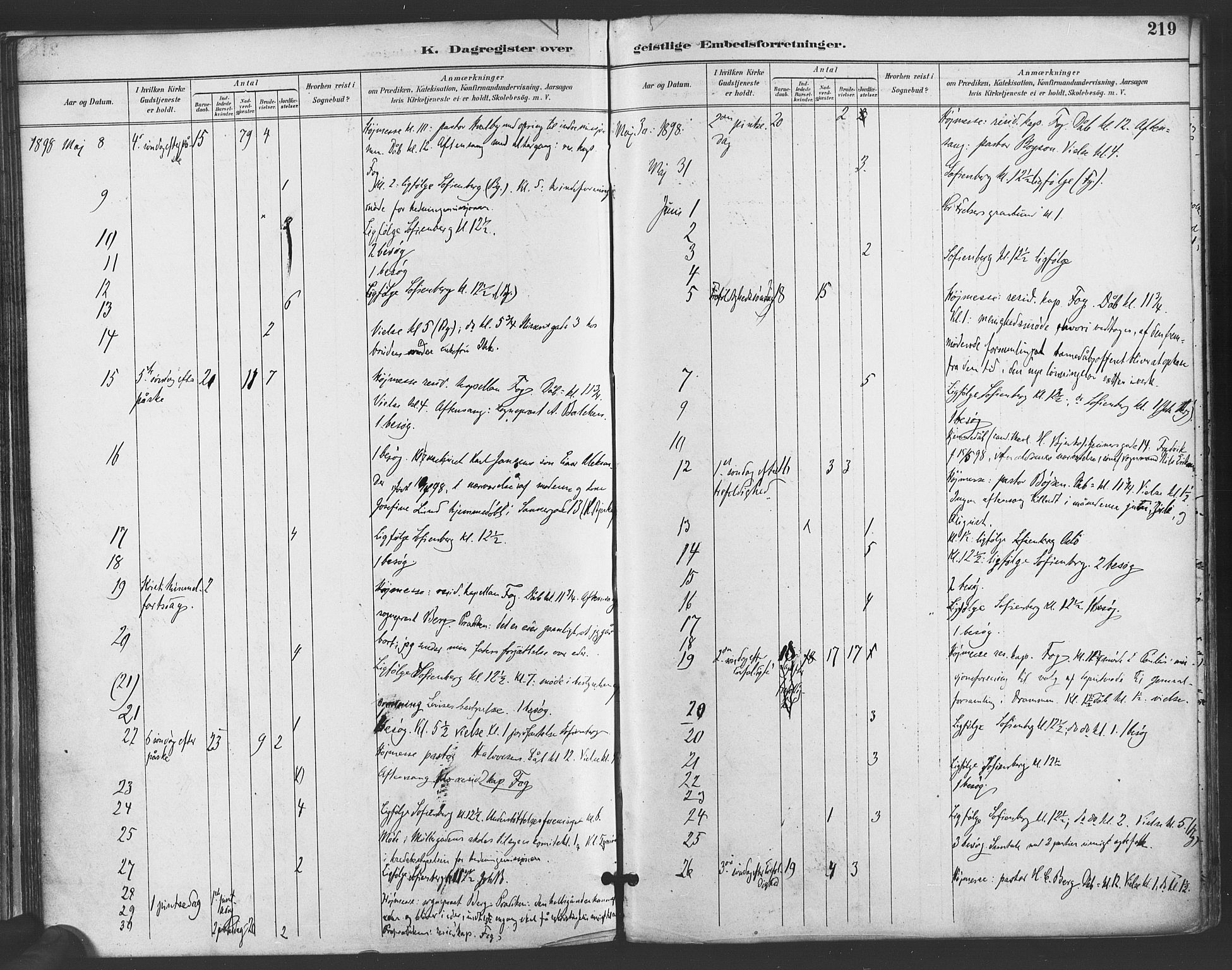 Paulus prestekontor Kirkebøker, AV/SAO-A-10871/F/Fa/L0009: Ministerialbok nr. 9, 1891-1901, s. 219