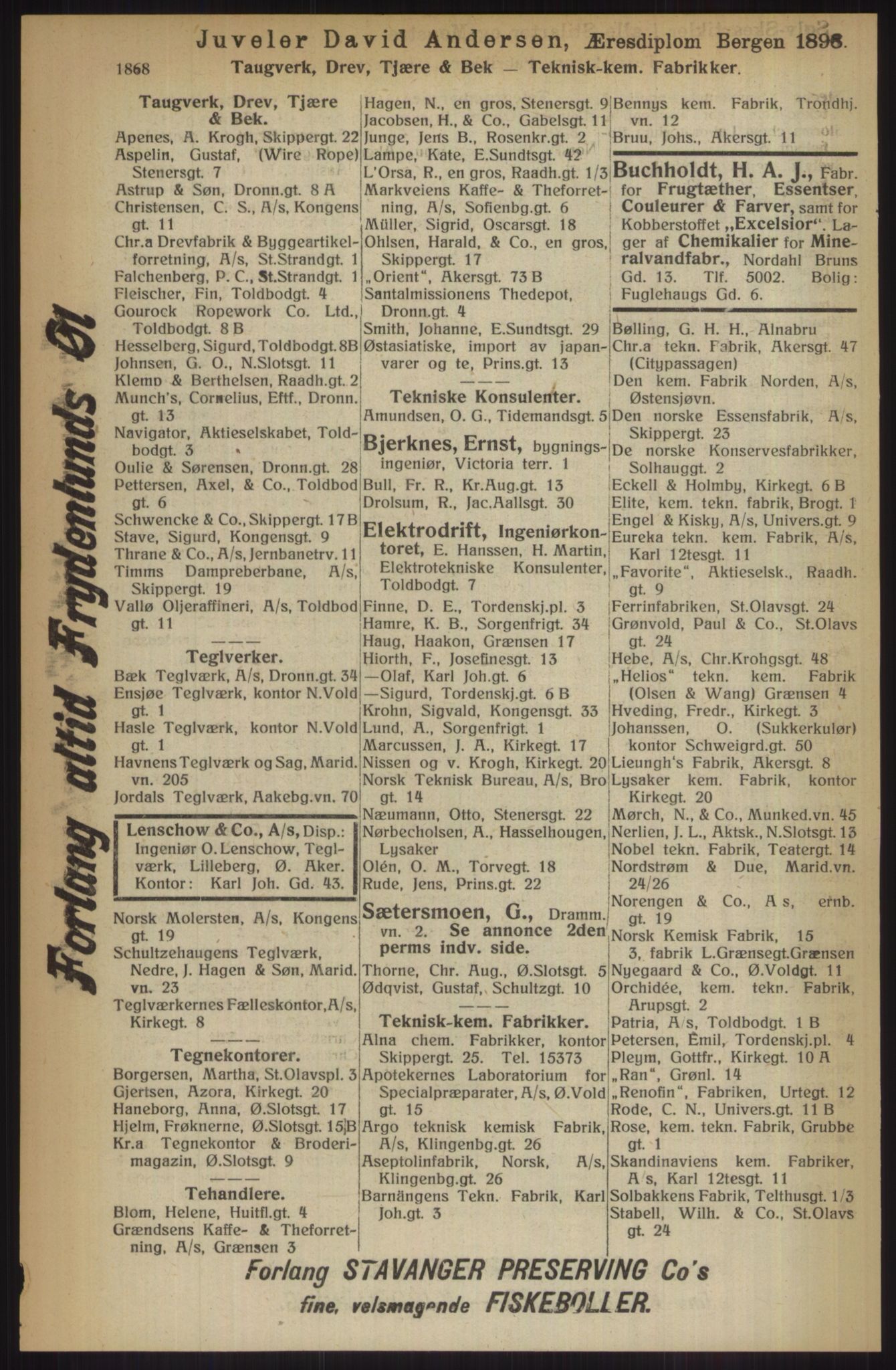 Kristiania/Oslo adressebok, PUBL/-, 1914, s. 1868