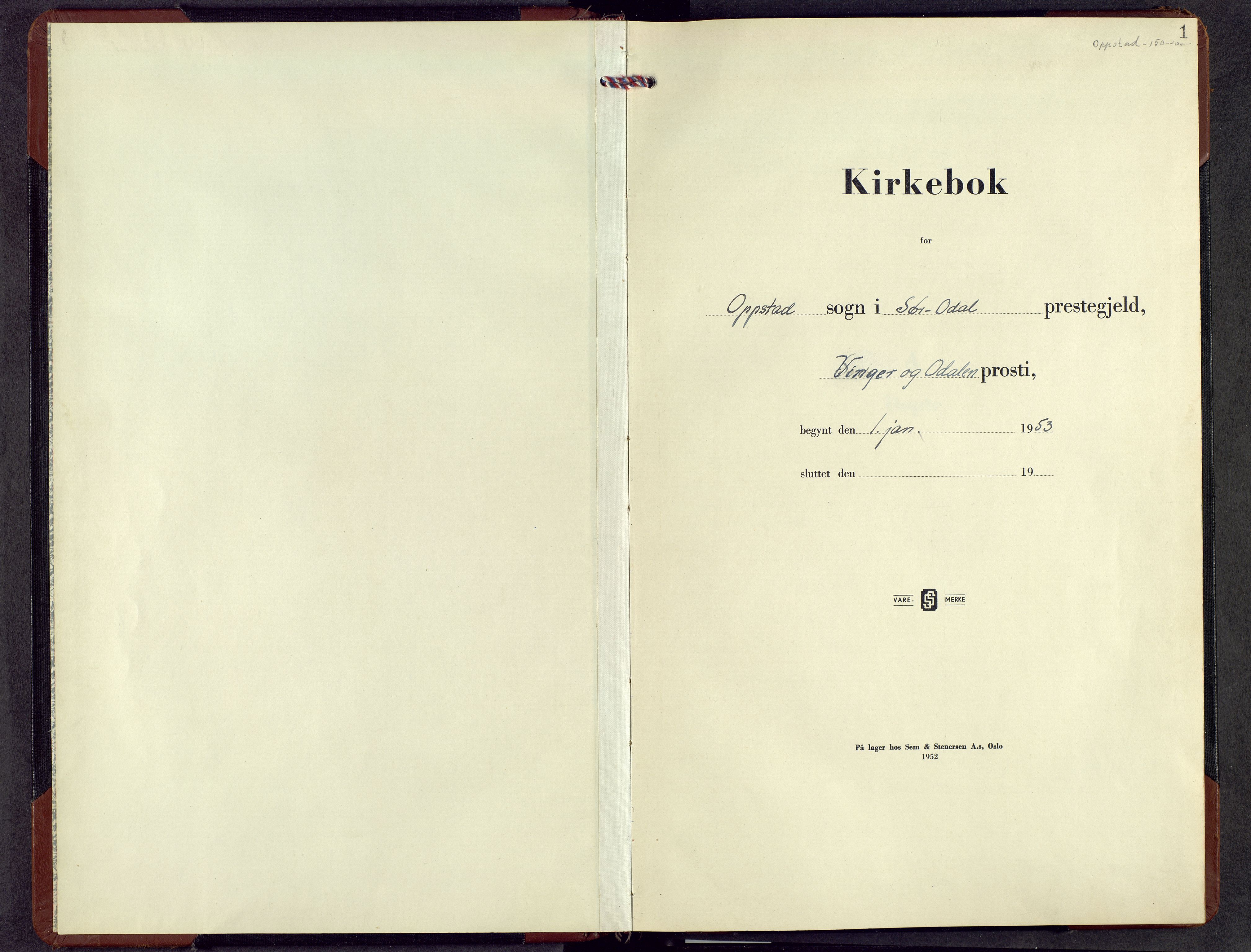 Sør-Odal prestekontor, SAH/PREST-030/H/Ha/Hab/L0018: Klokkerbok nr. 18, 1953-1972, s. 1