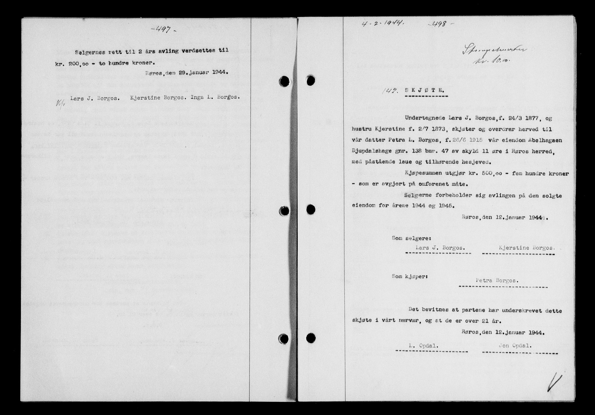 Gauldal sorenskriveri, SAT/A-0014/1/2/2C/L0057: Pantebok nr. 62, 1943-1944, Dagboknr: 142/1944
