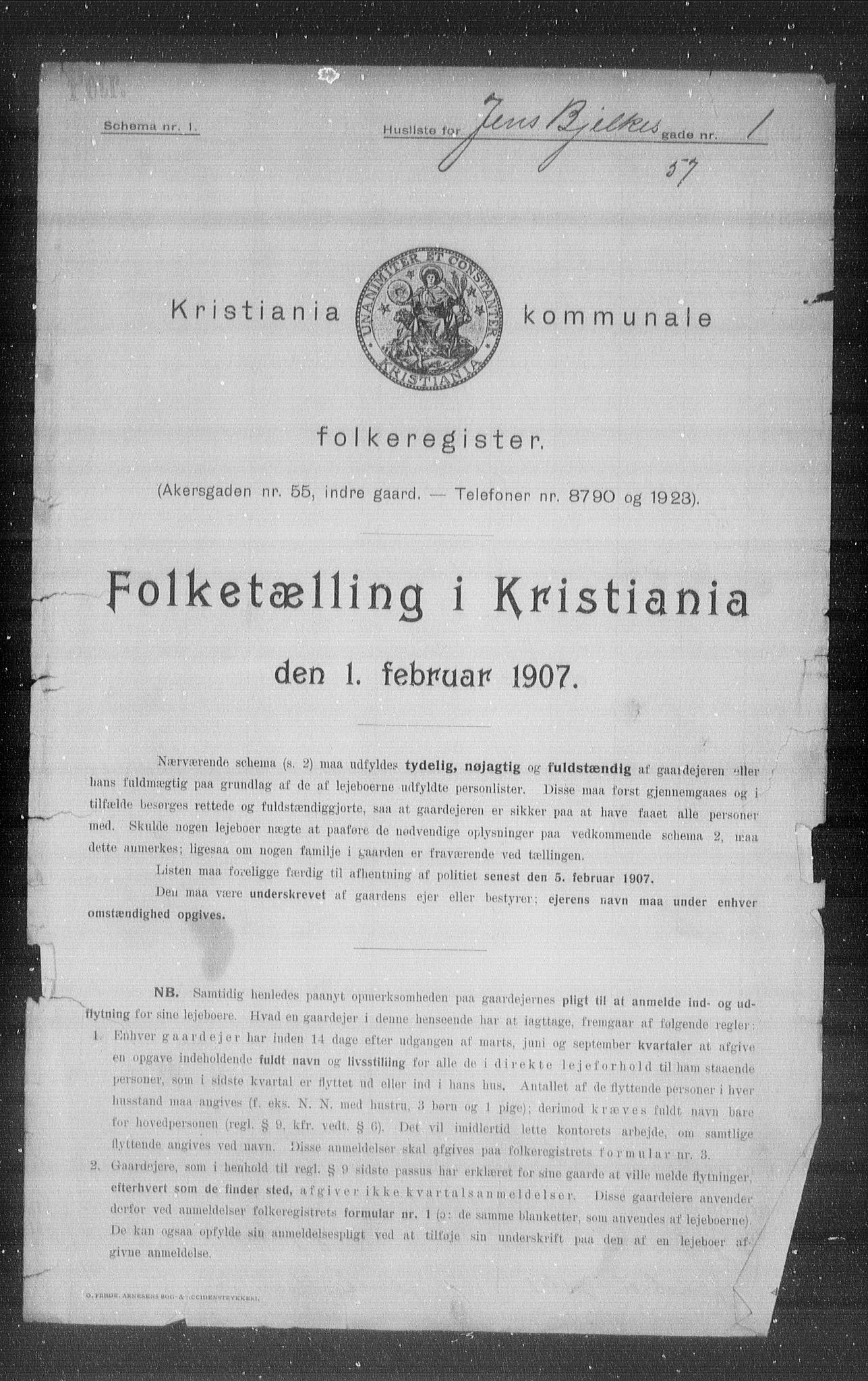 OBA, Kommunal folketelling 1.2.1907 for Kristiania kjøpstad, 1907, s. 23237