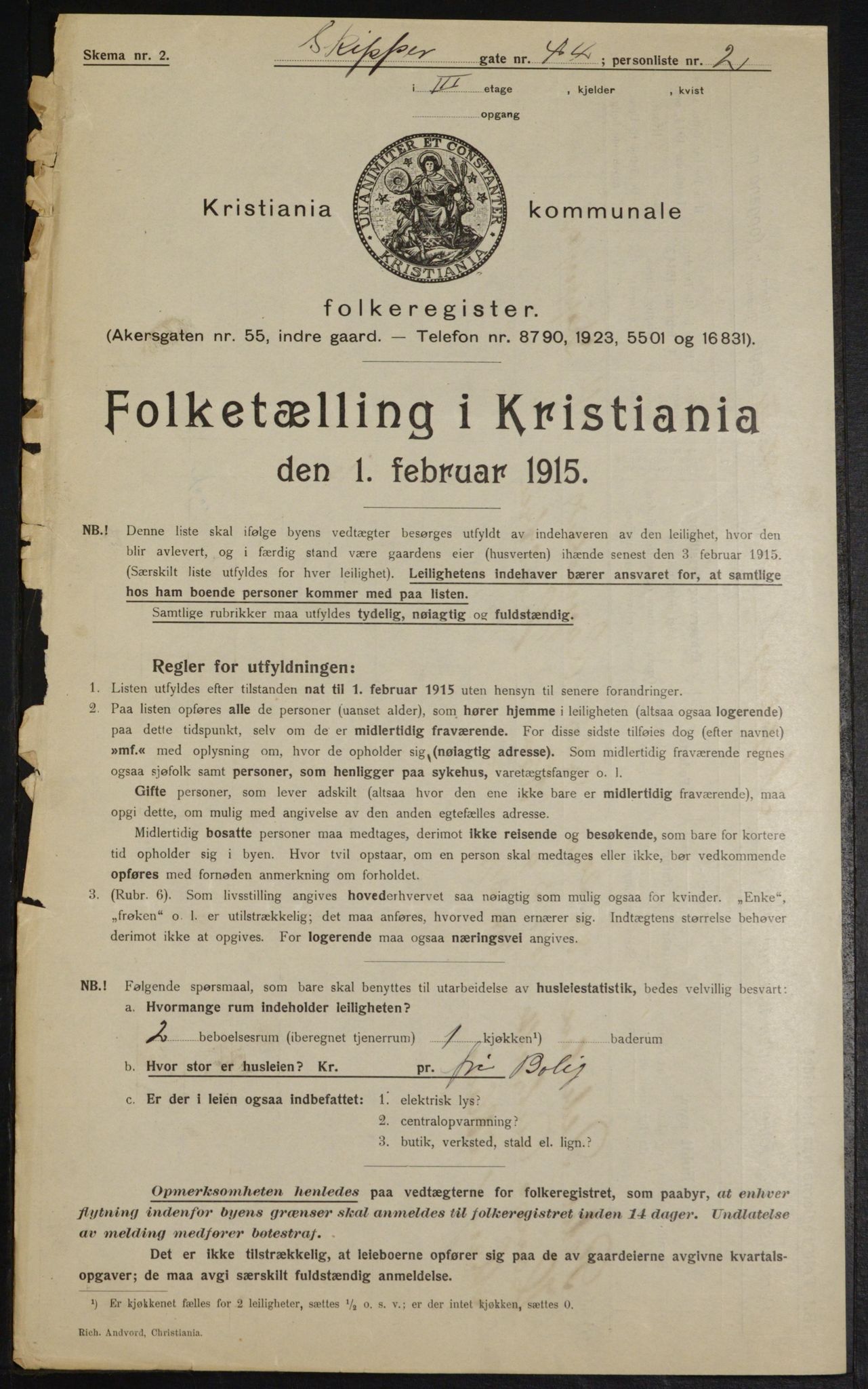 OBA, Kommunal folketelling 1.2.1915 for Kristiania, 1915, s. 95664