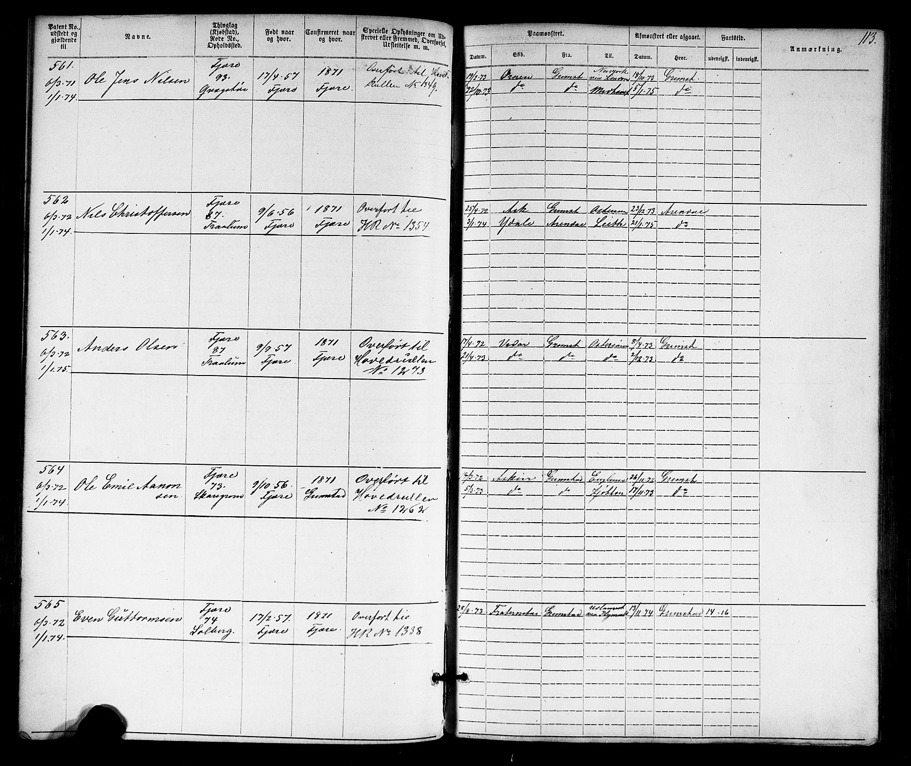 Grimstad mønstringskrets, SAK/2031-0013/F/Fa/L0005: Annotasjonsrulle nr 1-1910 med register, V-18, 1870-1892, s. 140