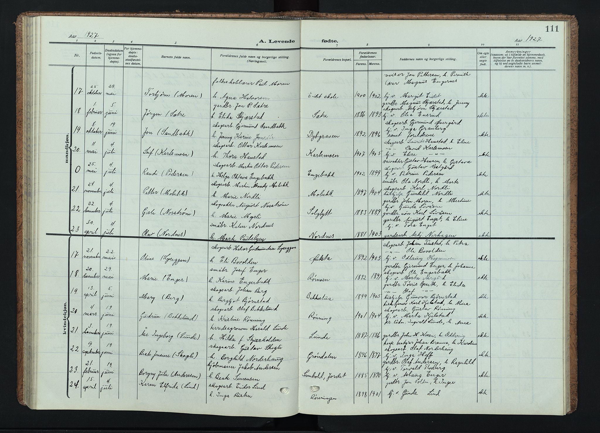 Trysil prestekontor, SAH/PREST-046/H/Ha/Haa/L0015: Ministerialbok nr. 15, 1913-1934, s. 111