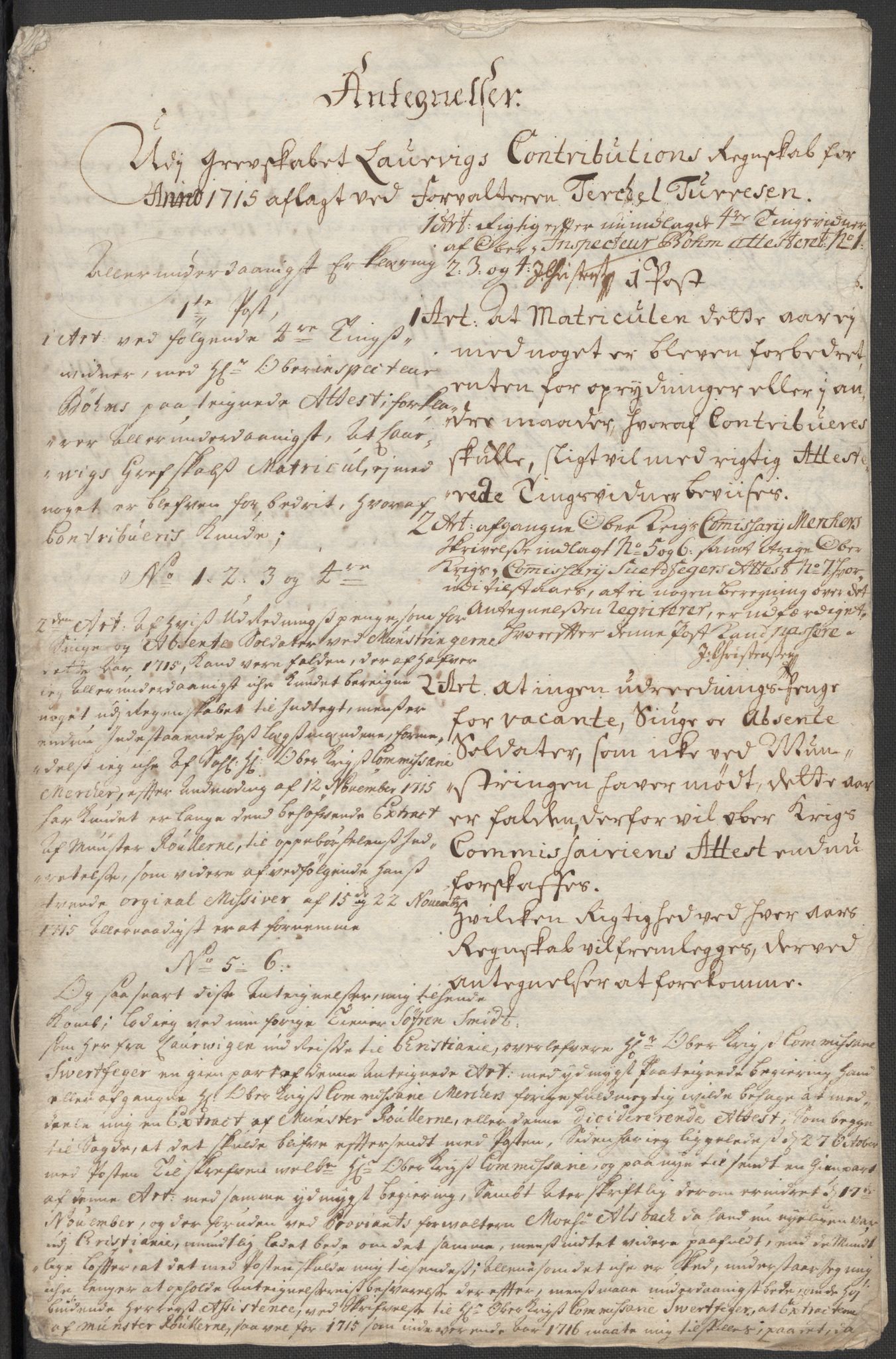 Rentekammeret inntil 1814, Reviderte regnskaper, Fogderegnskap, AV/RA-EA-4092/R33/L1986: Fogderegnskap Larvik grevskap, 1714-1715, s. 563