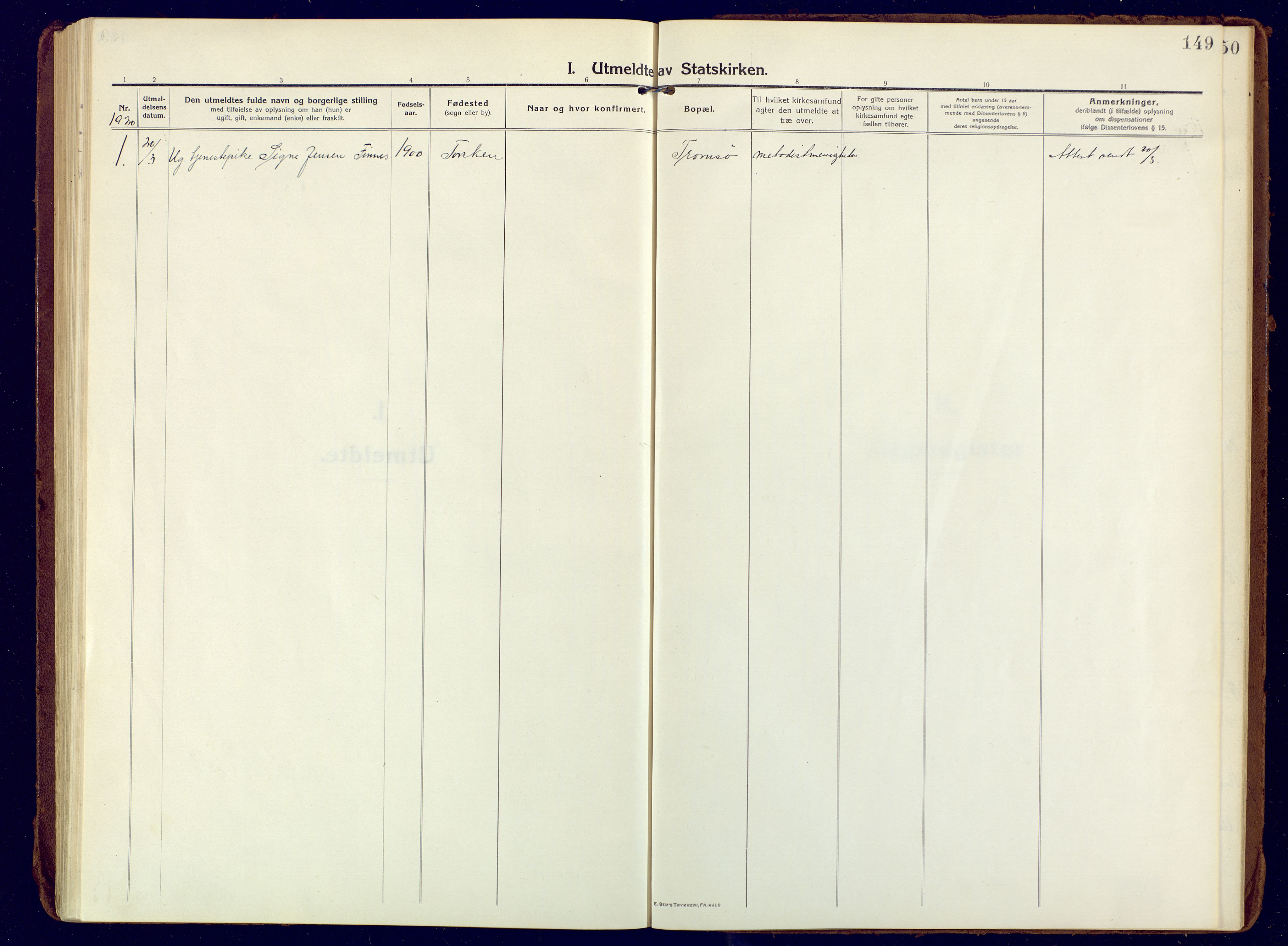 Berg sokneprestkontor, SATØ/S-1318/G/Ga/Gaa: Ministerialbok nr. 10, 1916-1928, s. 149