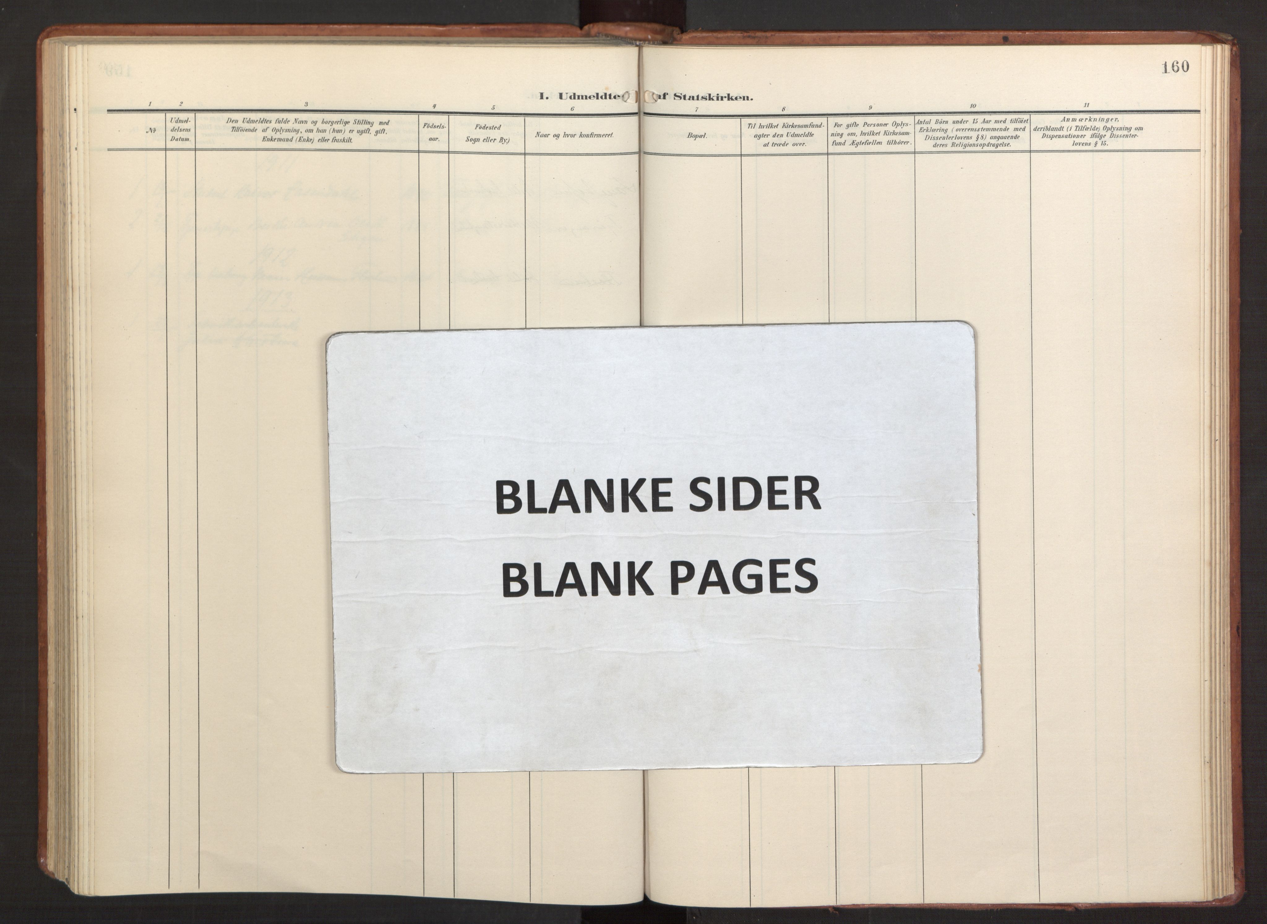 Fana Sokneprestembete, AV/SAB-A-75101/H/Haa/Haab/L0004: Ministerialbok nr. B 4, 1908-1915, s. 160